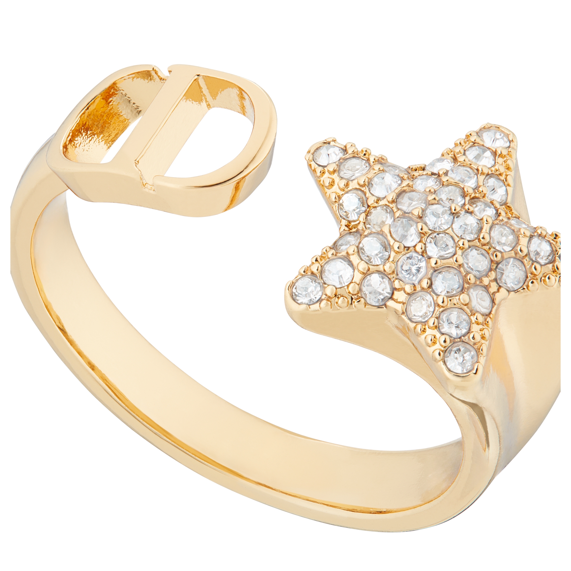 Dior Star Ring Gold-Finish Metal and Silver-Tone Crystals E09