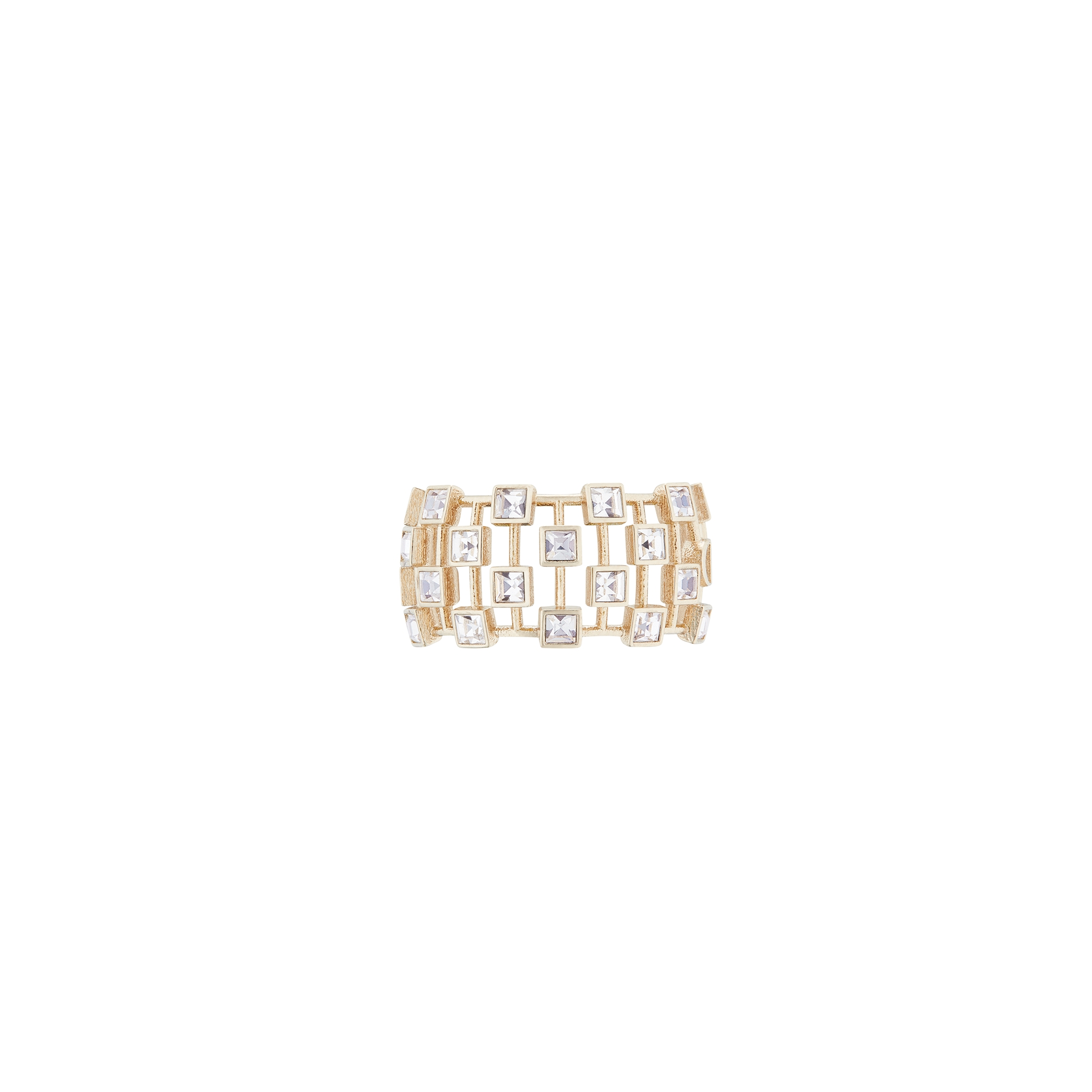 Dior Deco Ring Pale Gold-Finish Metal and White Crystals E02