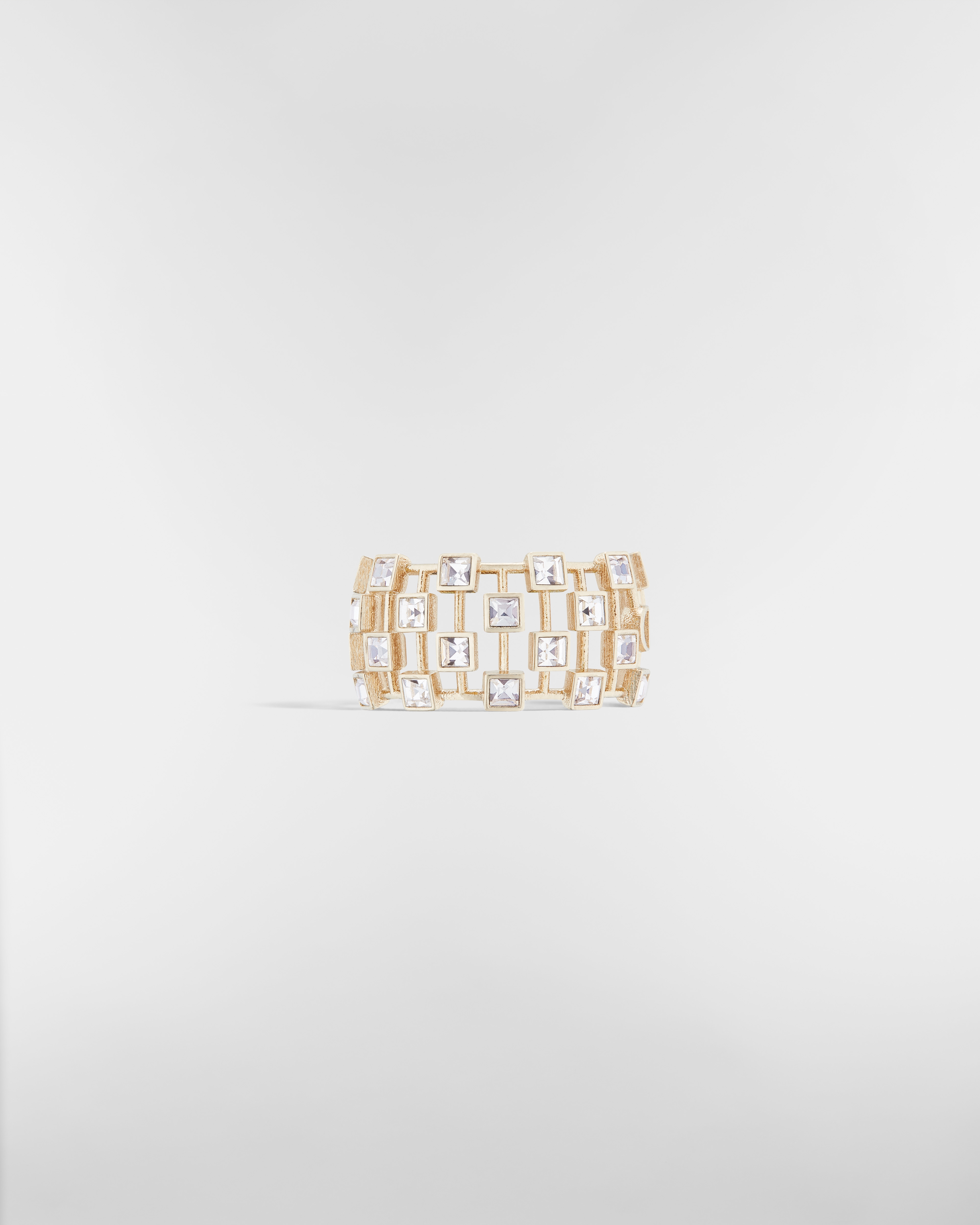 Dior Deco Ring Pale Gold-Finish Metal and White Crystals E02