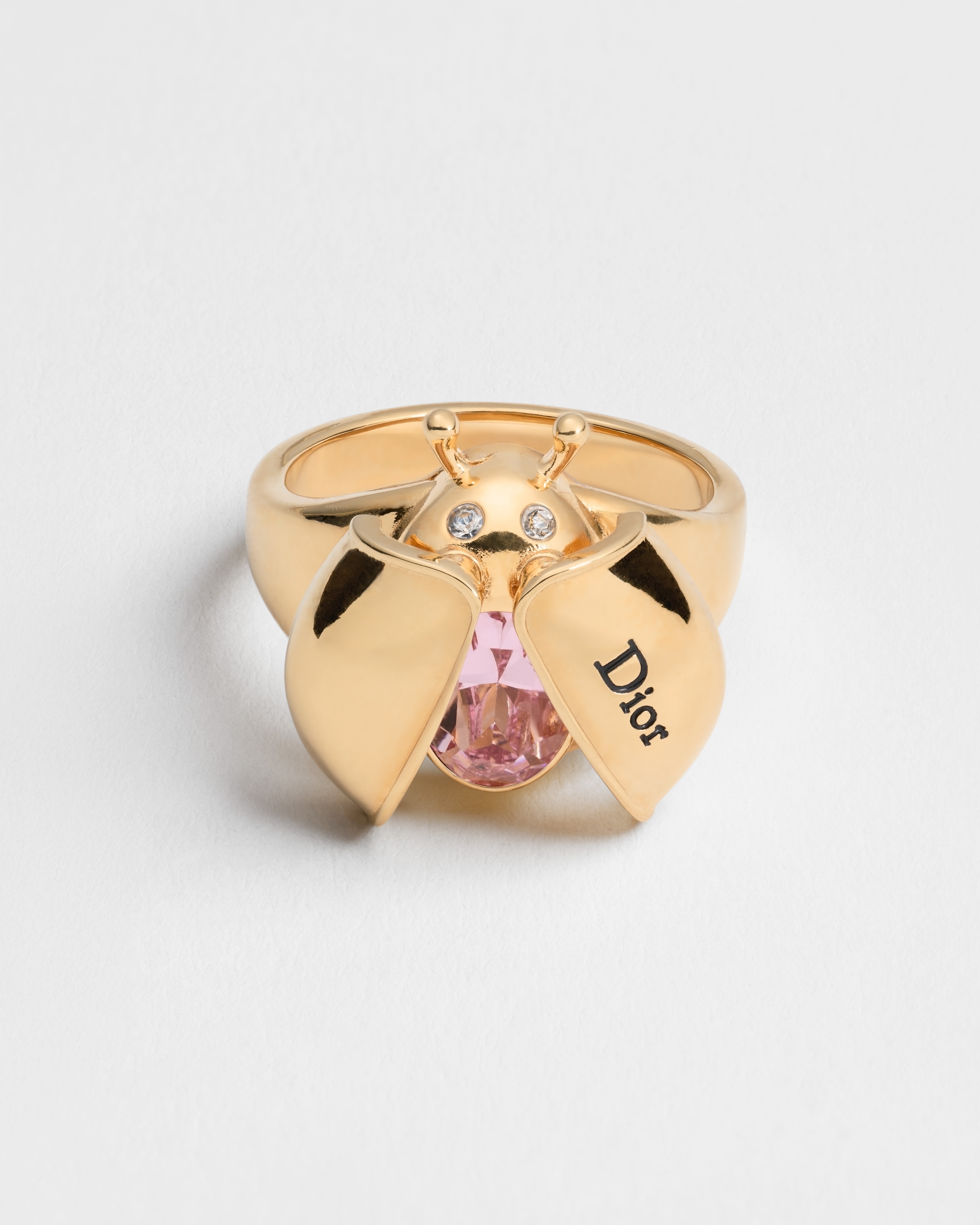 Anello Dior Lady Spark Metallo con finitura color oro, cristalli e cristallo rosa E01
