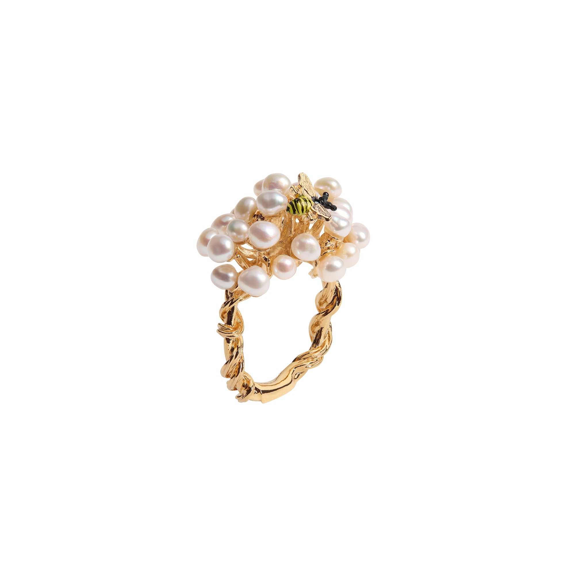 Poetic Garden Ring Gold-Finish Metal, Freshwater Pearls and