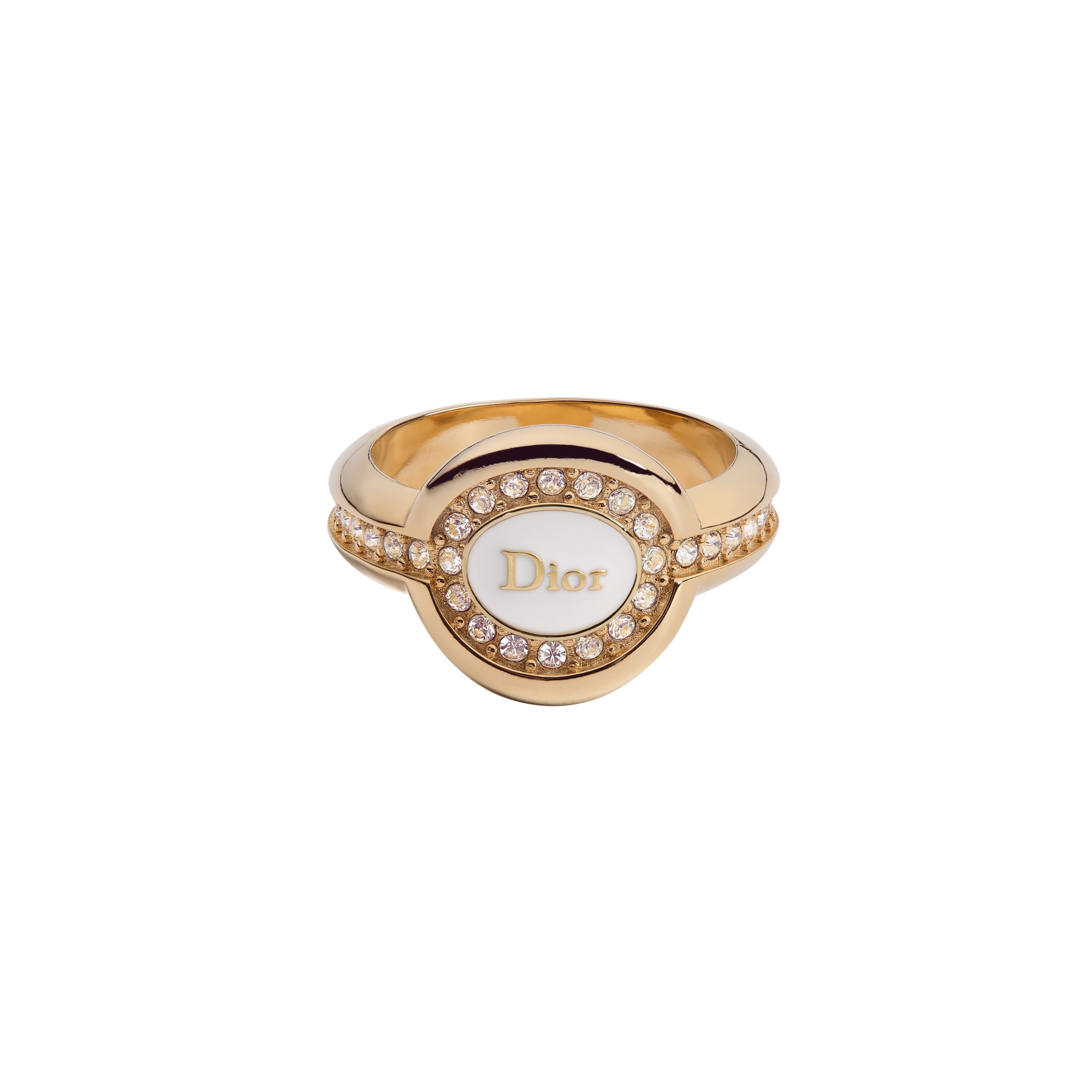 Dior Core Ring Gold-Finish Metal, Crystals and White Lacquer E01