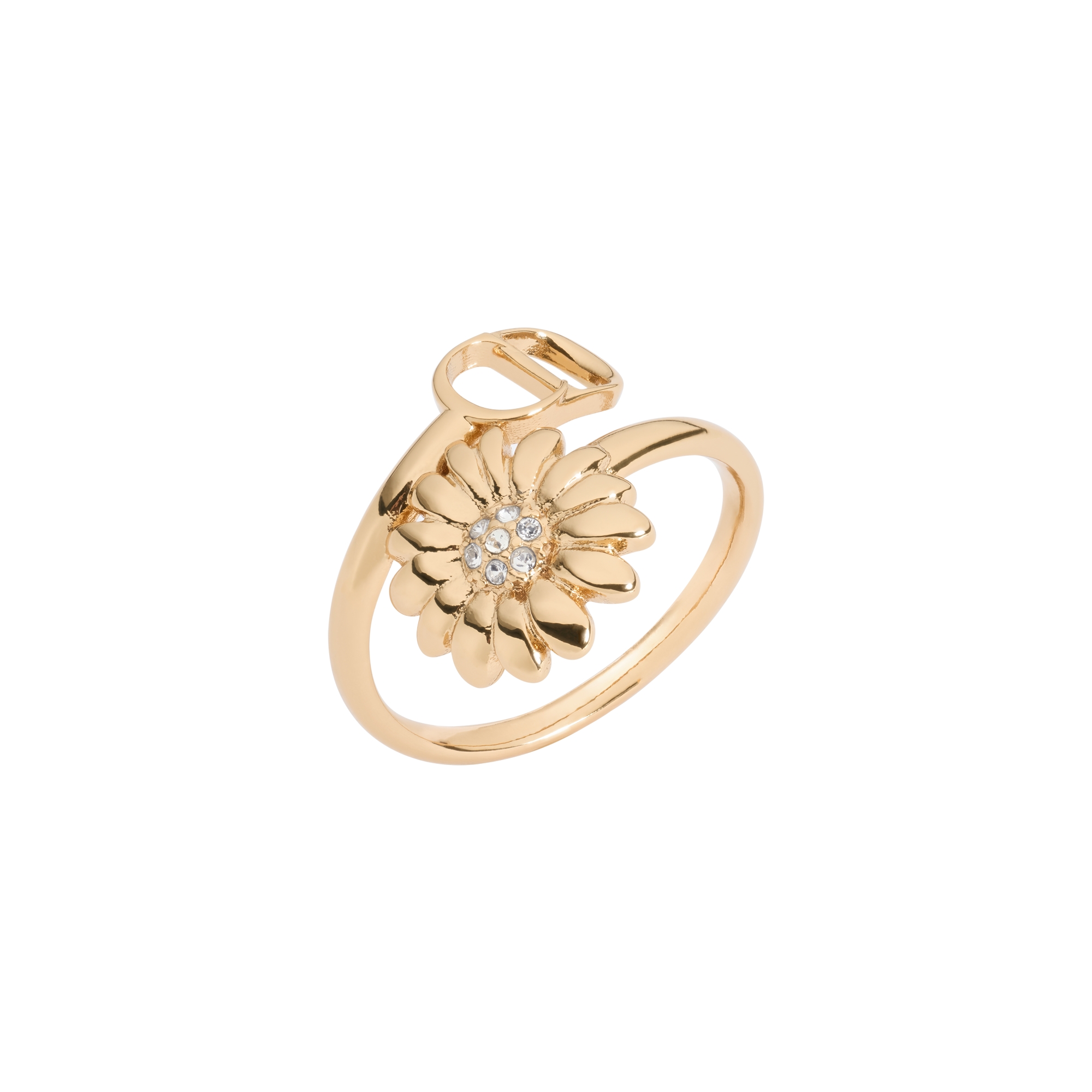 CD Multi Flowers Ring Gold-Finish Metal and Crystals | DIOR