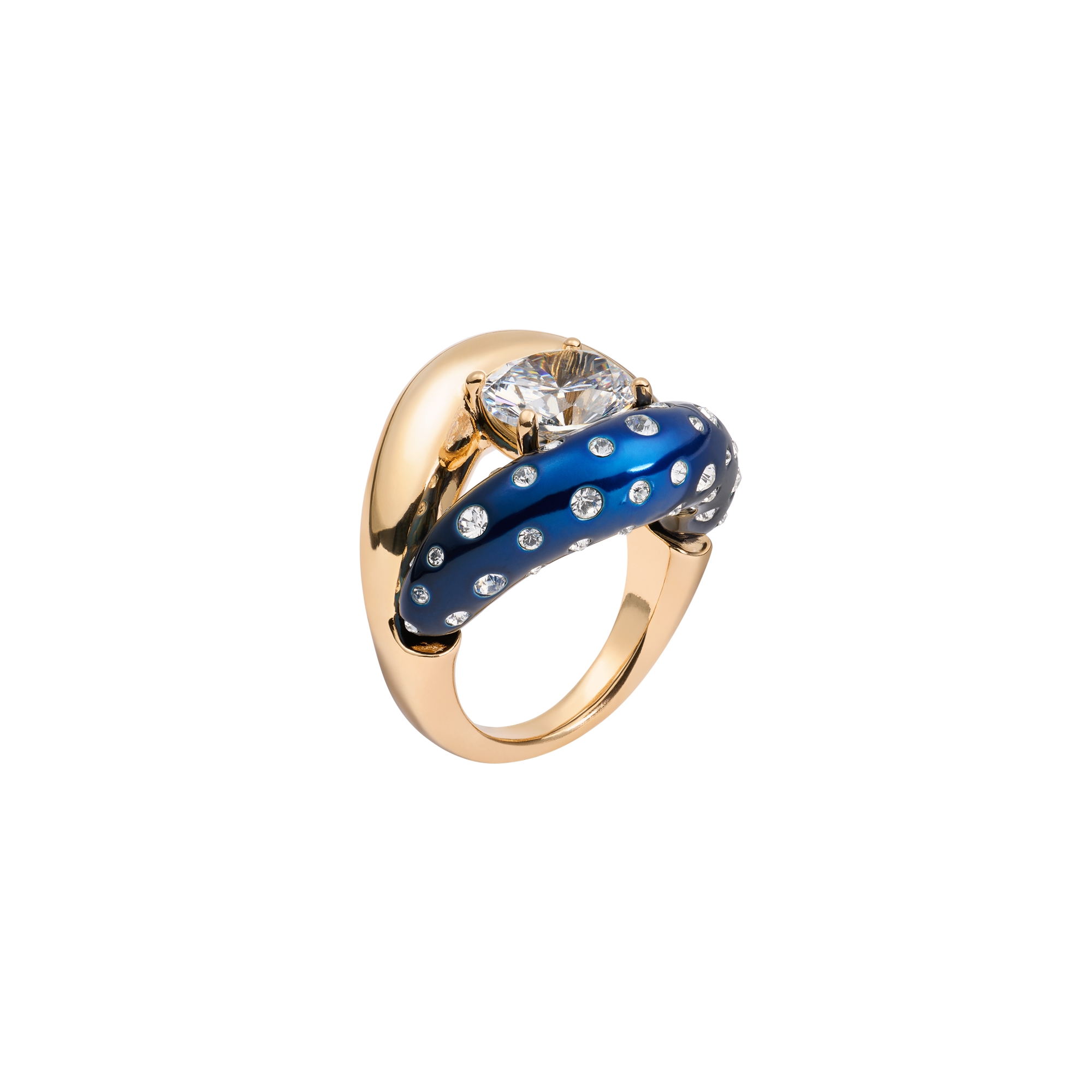 Diorリング Dior Rocks Ring Gold-Finish Metal, Midnight Blue Lacquer, Strass