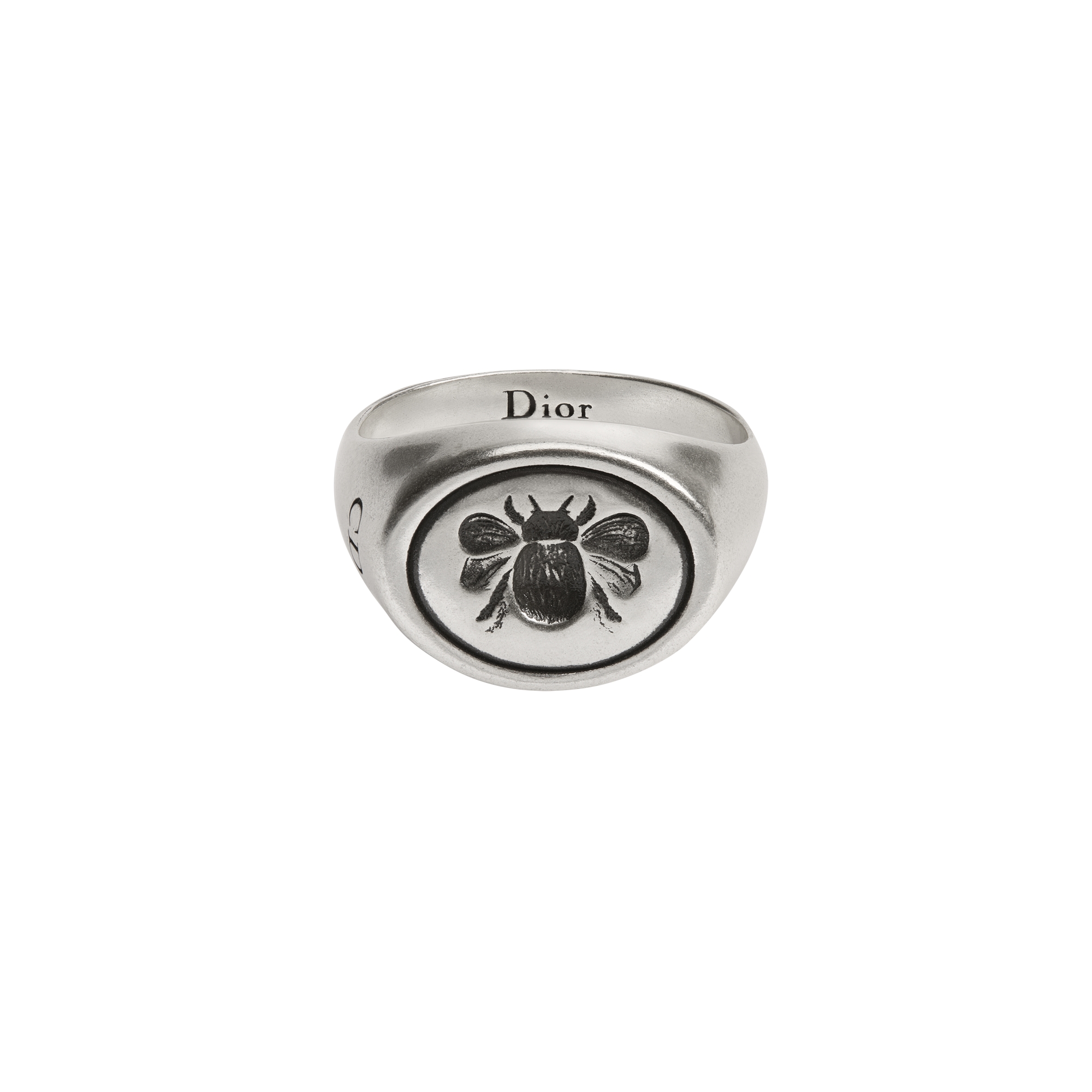 Cameo Bee Signet Ring Antique-Finish Silver E01