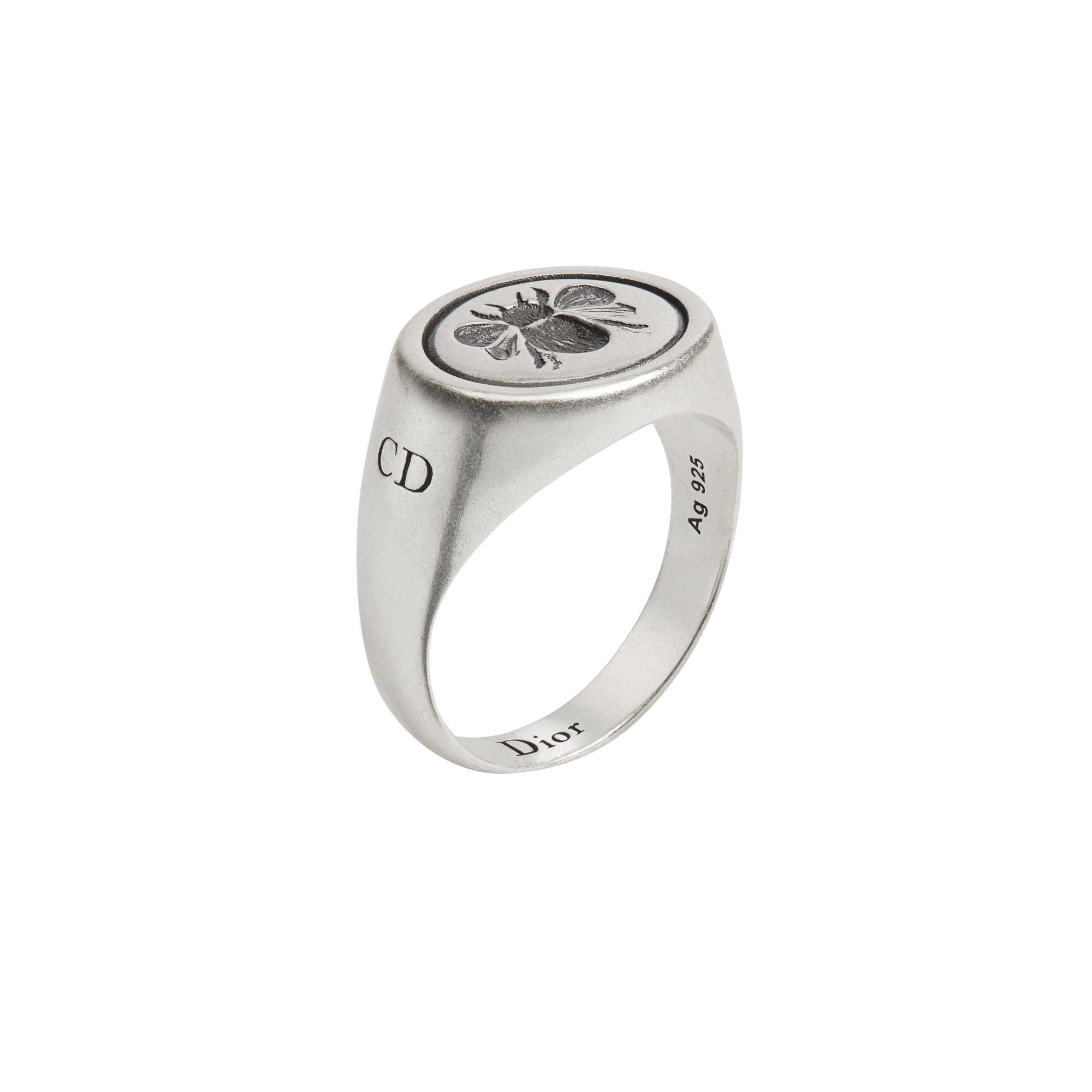 Cameo Bee Signet Ring Antique-Finish Silver E03