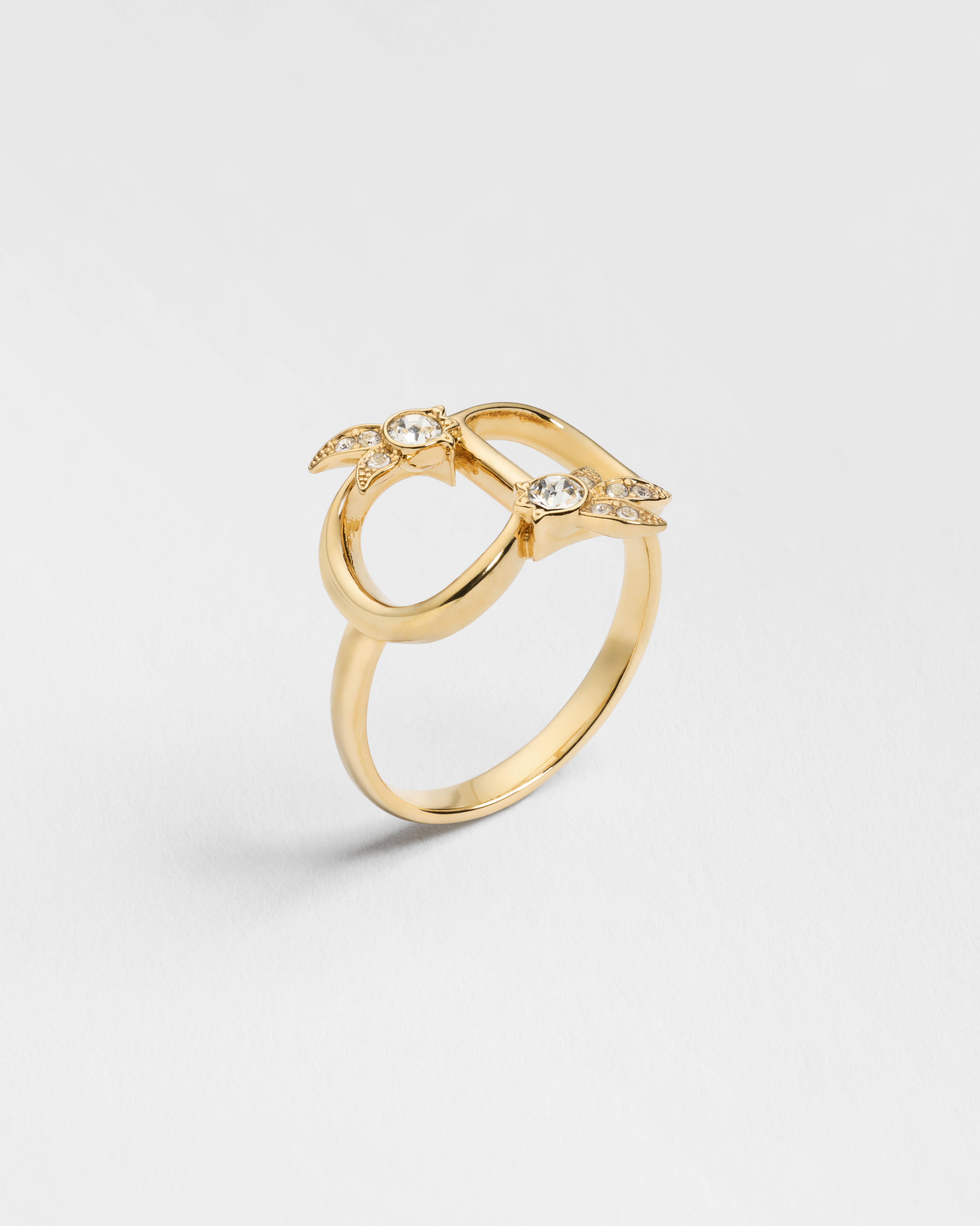 Bague CD Mini Lily Métal finition dorée et cristaux E03