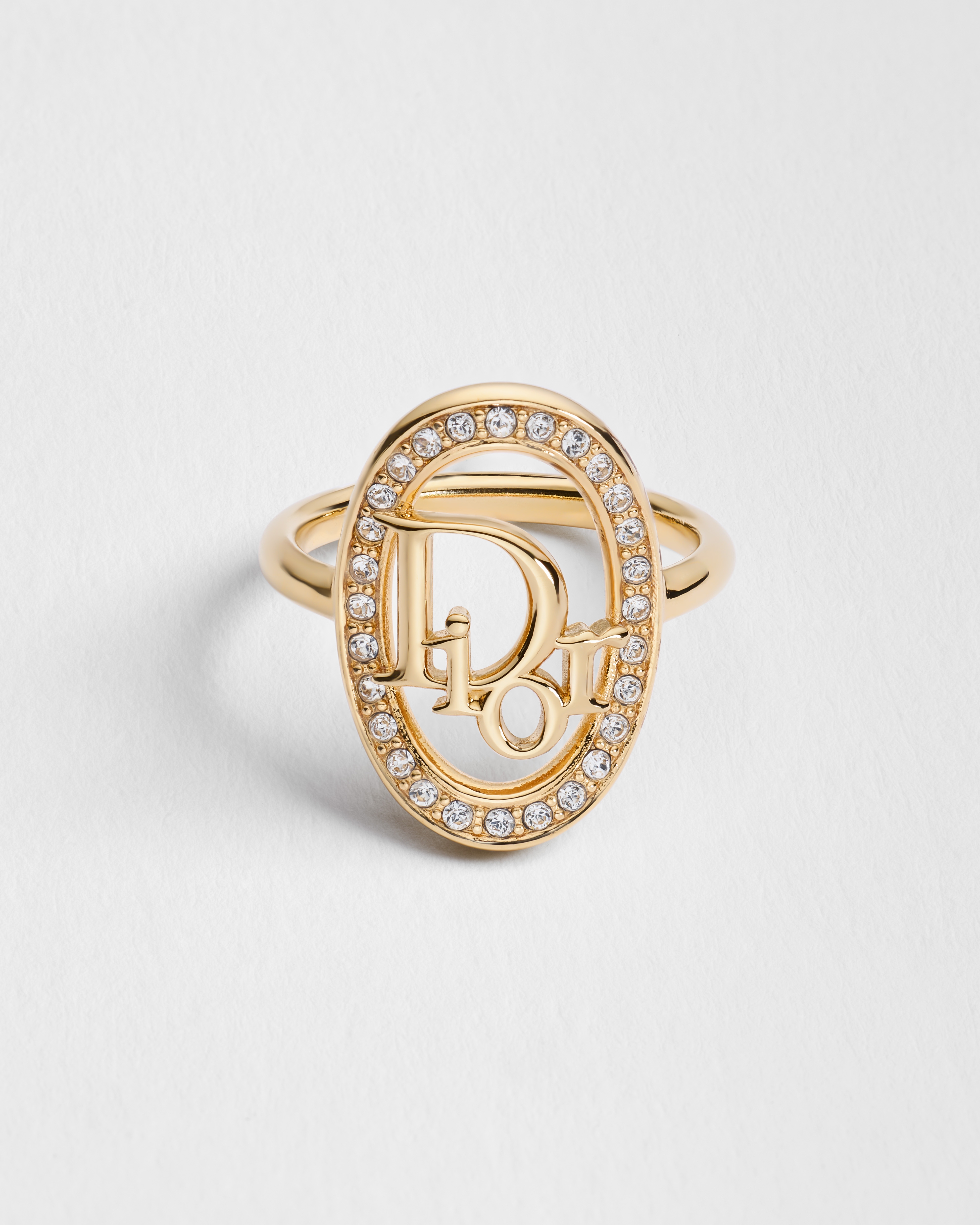 Bague Dior Oblique Métal finition dorée et cristaux E01