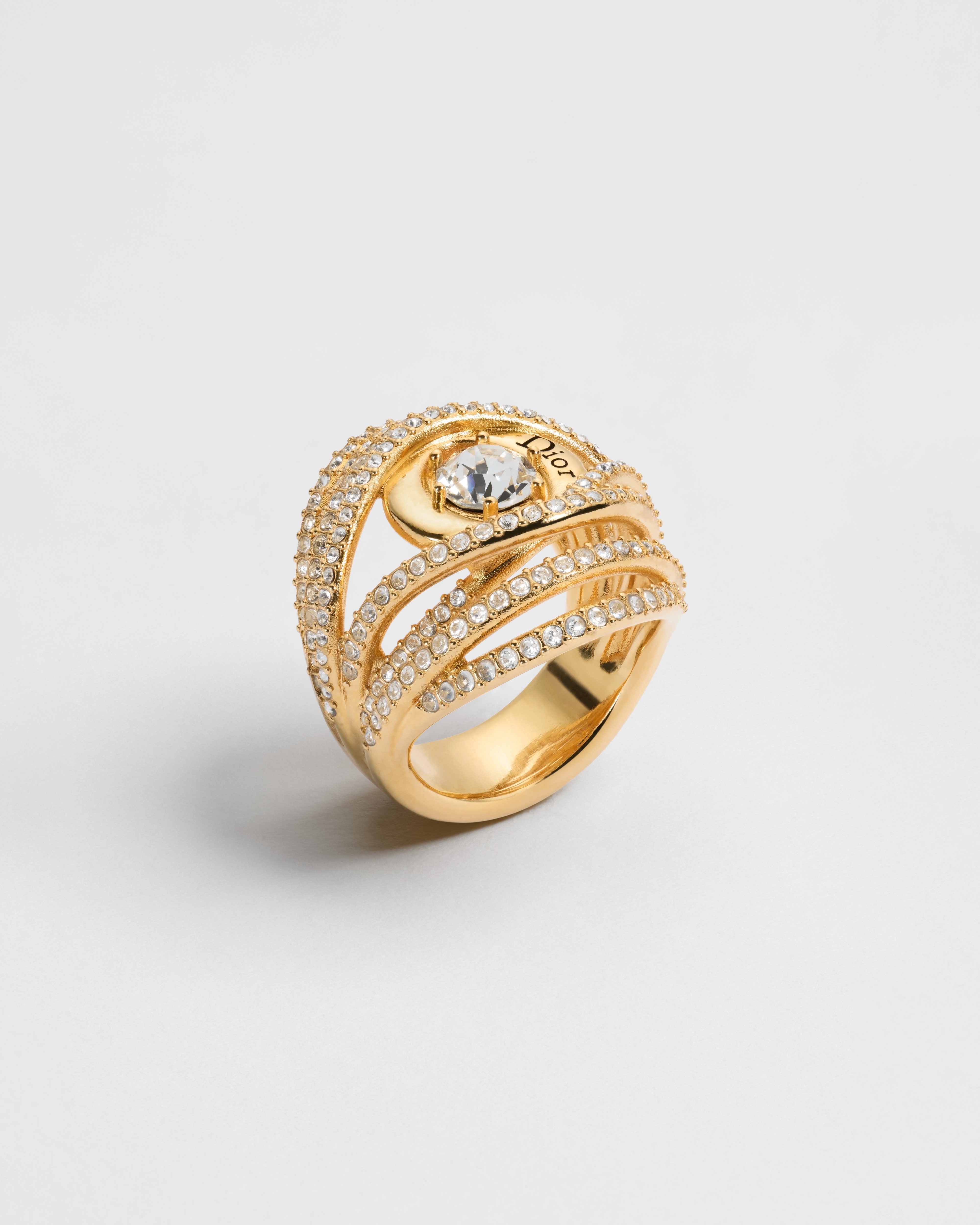 Bague Dior Légende Métal finition dorée et cristaux E03