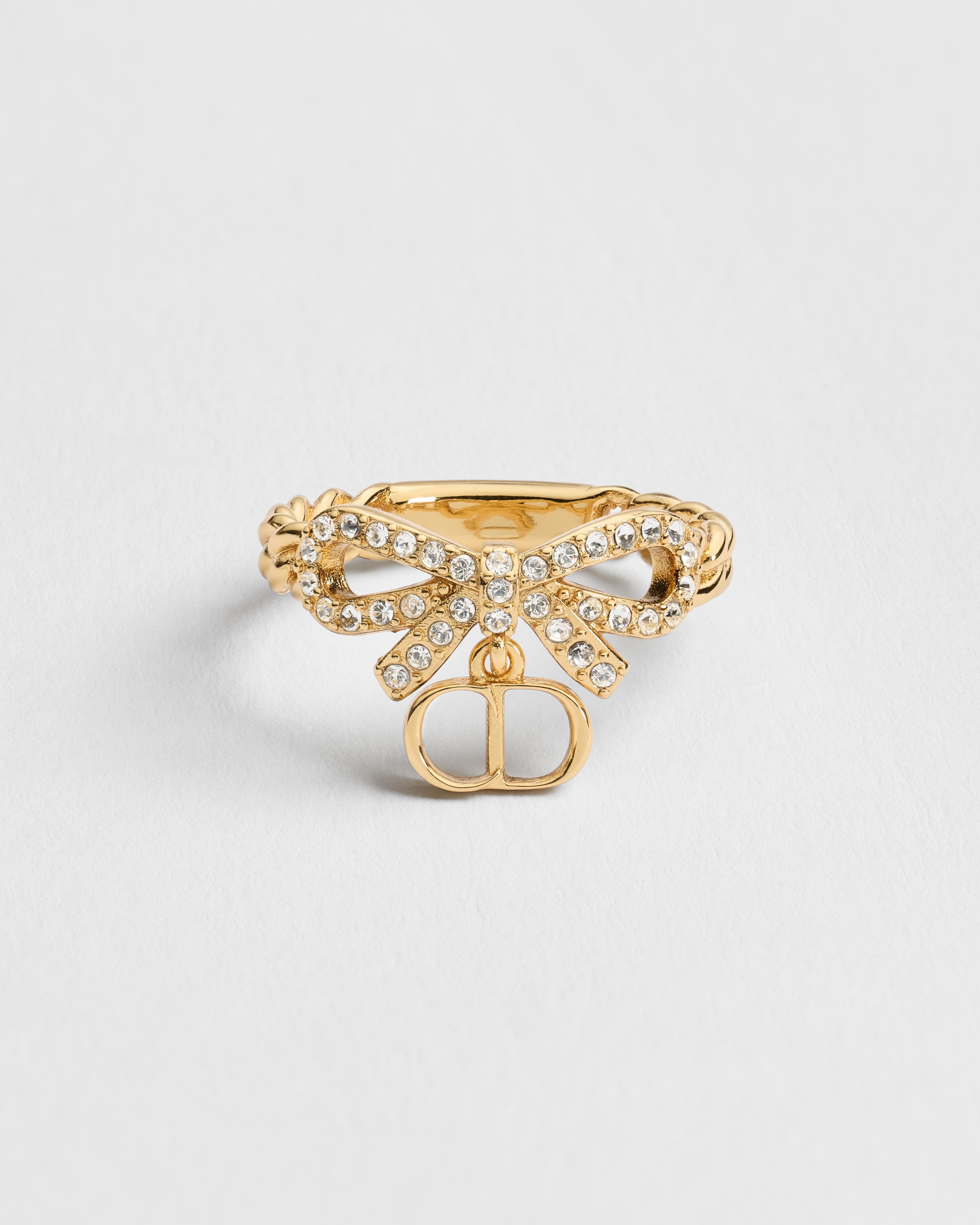 CD Mini Bow Ring Gold-Finish Metal and Crystals | DIOR PH