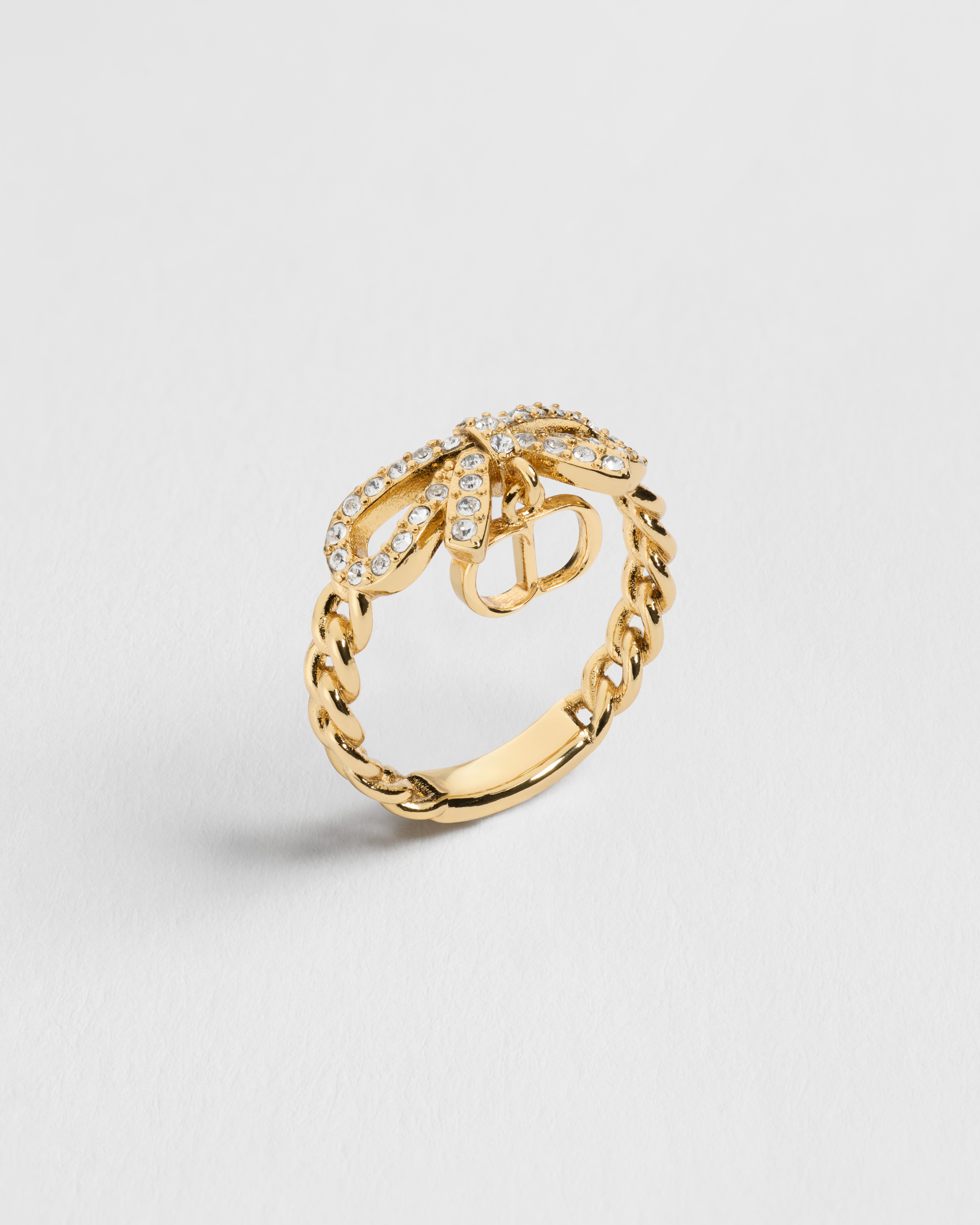 CD Mini Bow Ring Gold-Finish Metal and Crystals | DIOR
