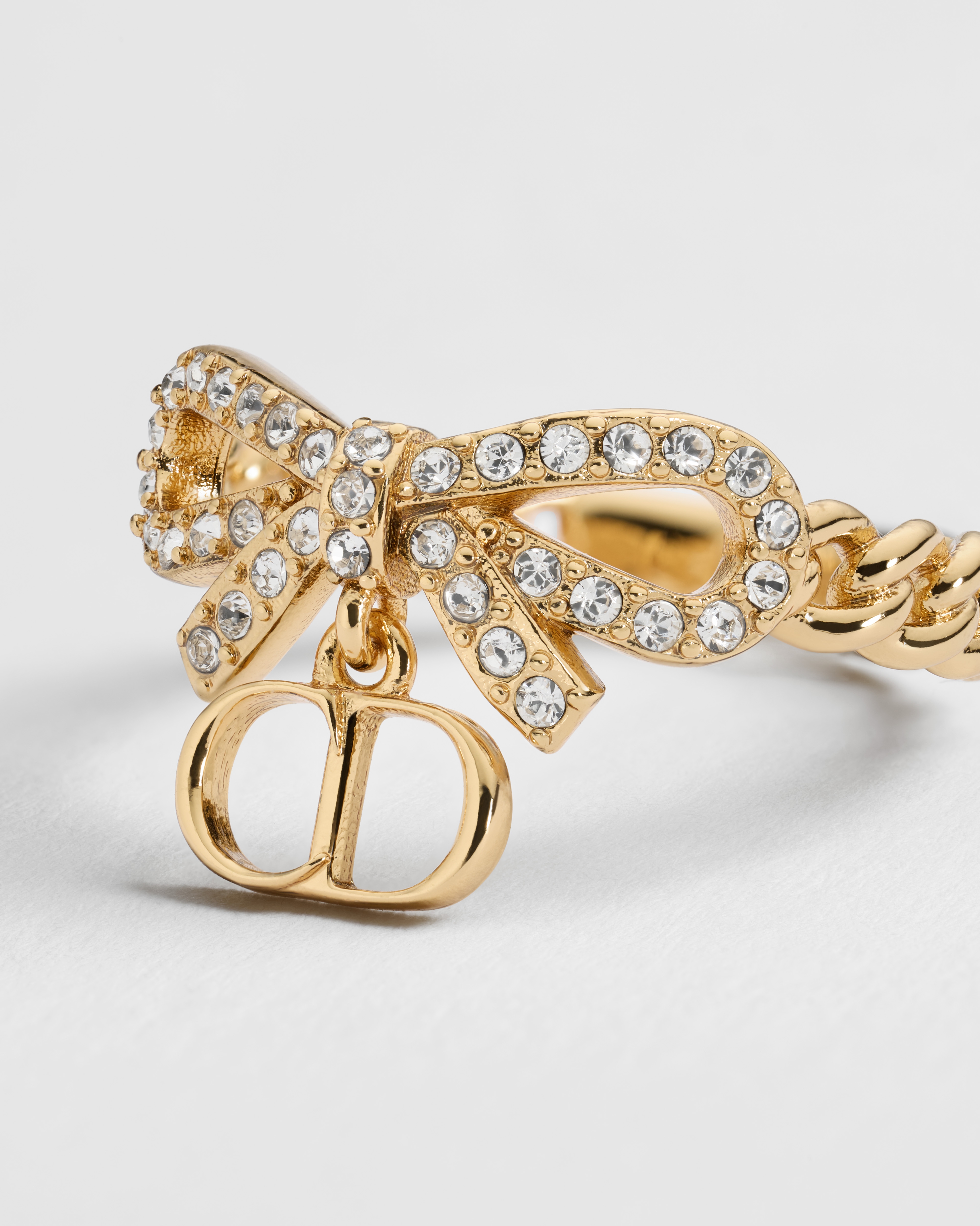 CD Mini Bow Ring Gold-Finish Metal and Crystals | DIOR AE