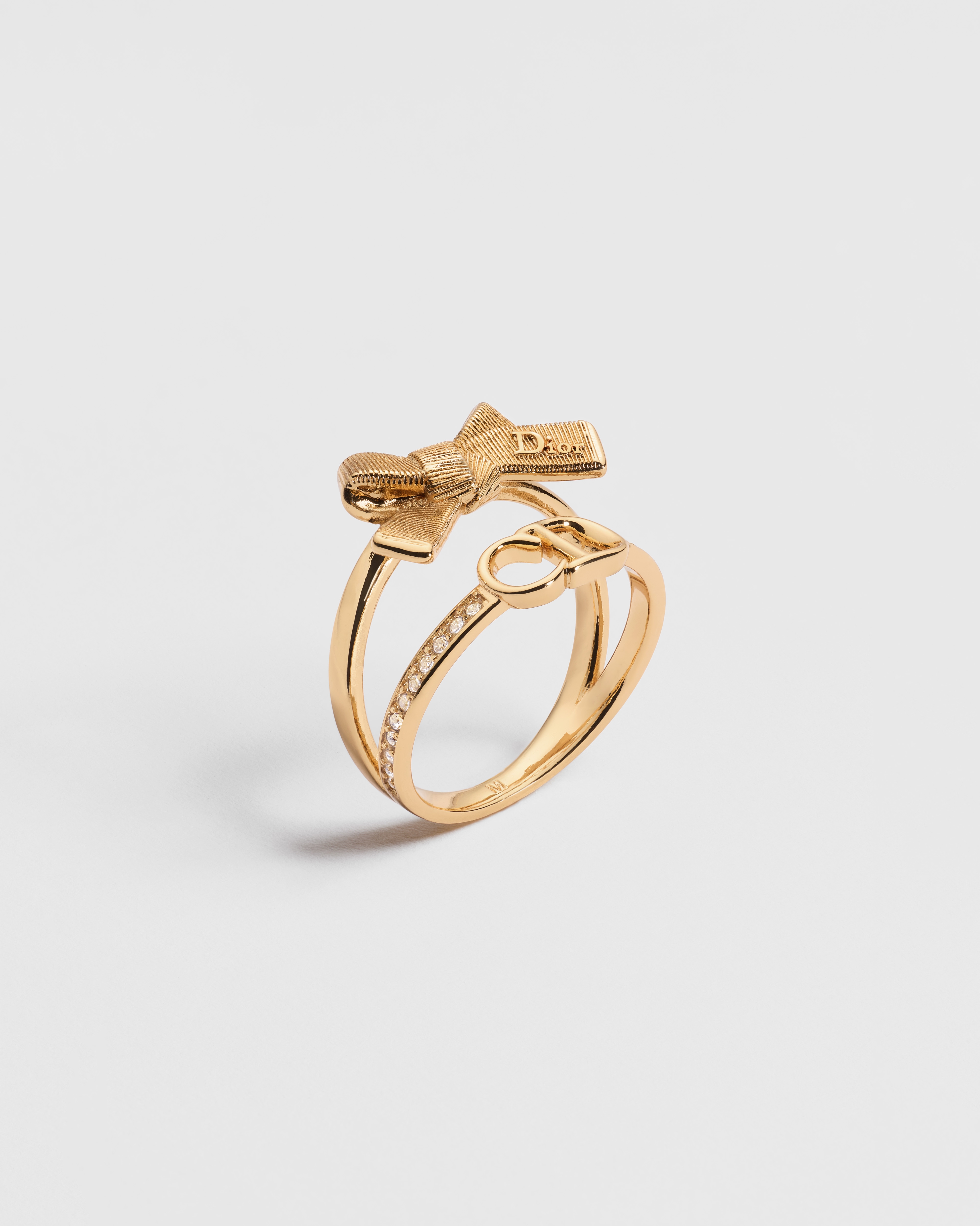 Delicate Bow Ring Gold-Finish Metal and Crystals | DIOR NZ