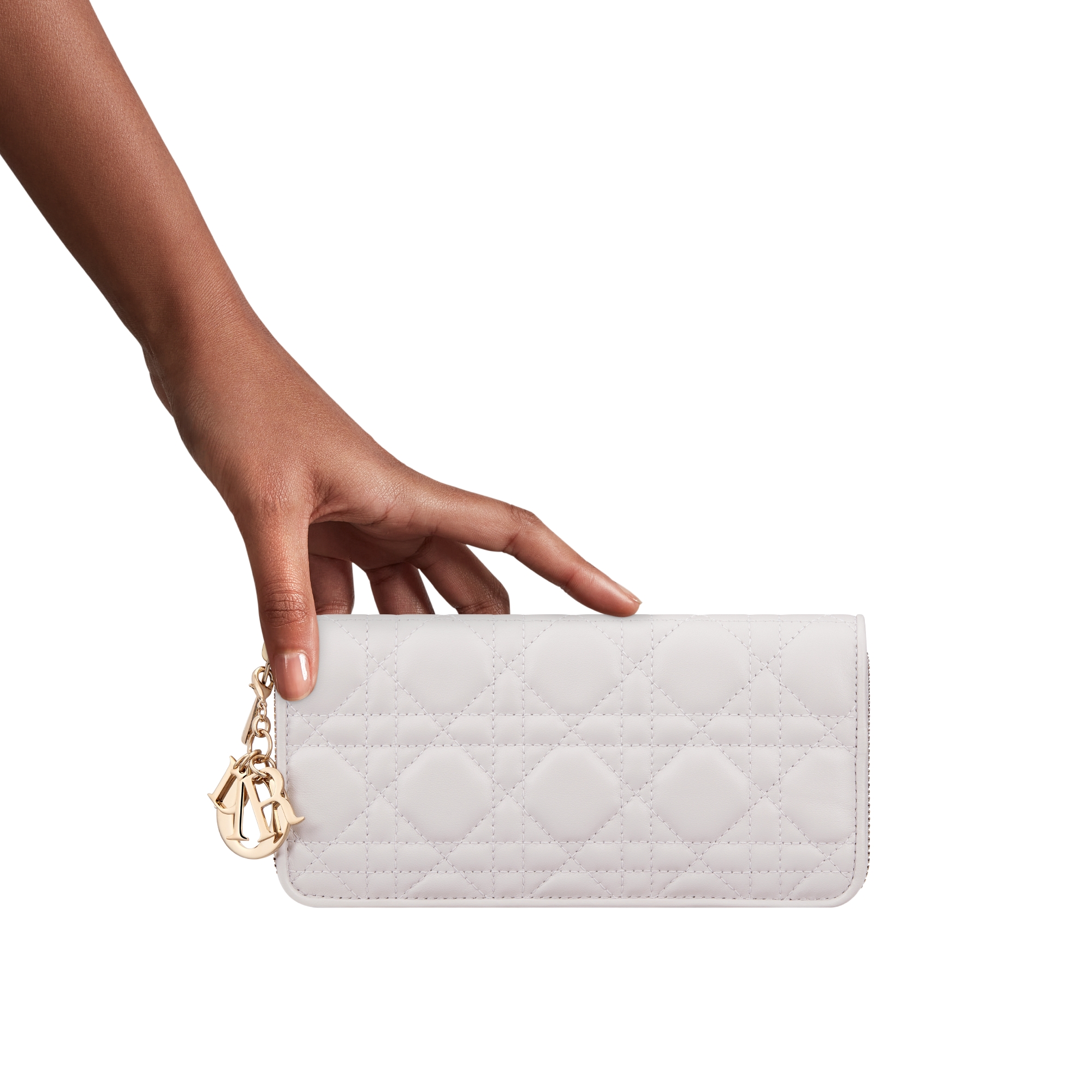 Lady Dior Voyageur Wallet Three-Tone Soft Gray, Anthracite Gray and Placid Blue Cannage Lambskin E11