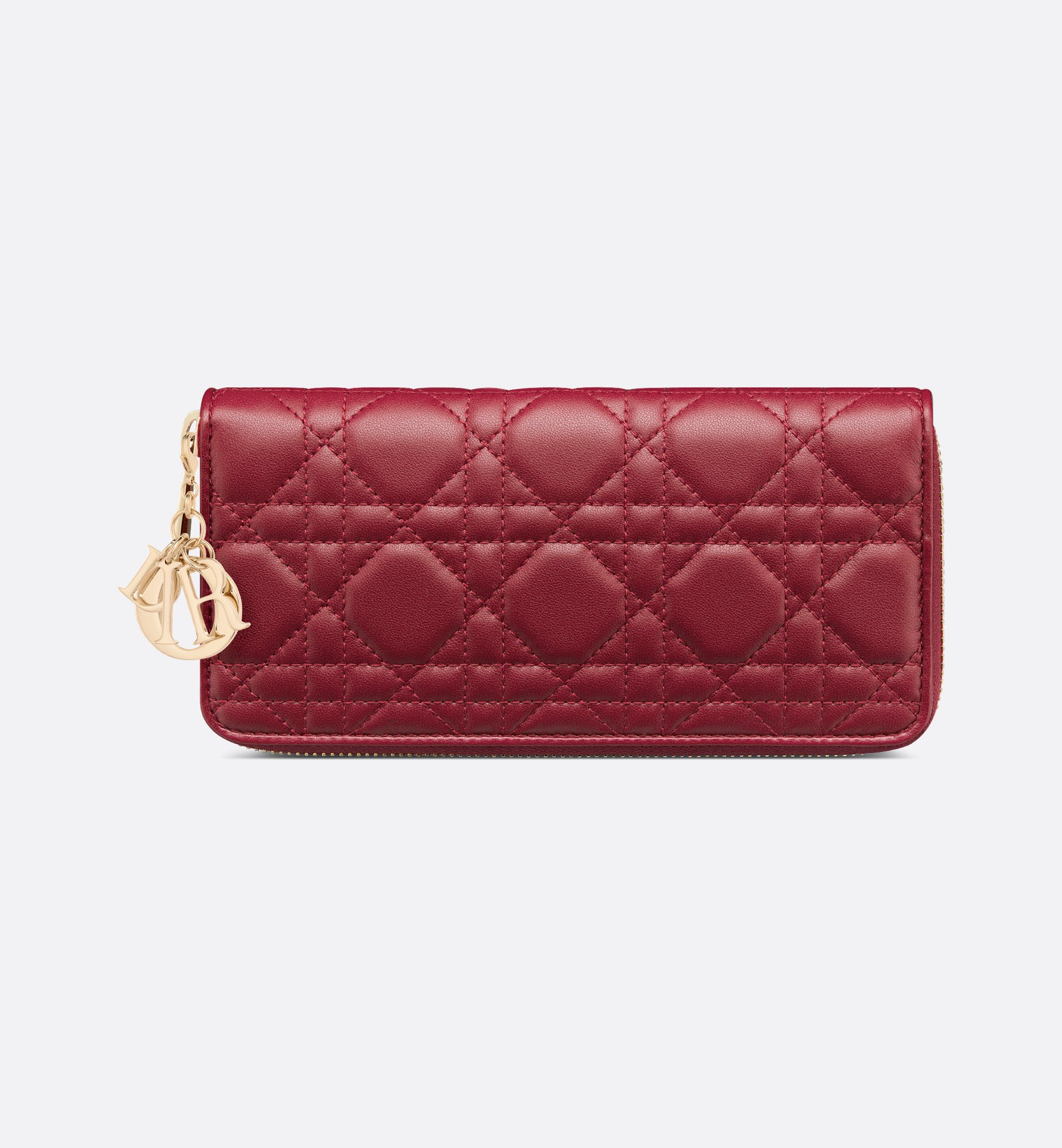 Lady Dior Voyageur Wallet Cherry Red Cannage Lambskin | DIOR Lady Dior Voyageur Wallet Cherry Red Cannage Lambskin | DIOR