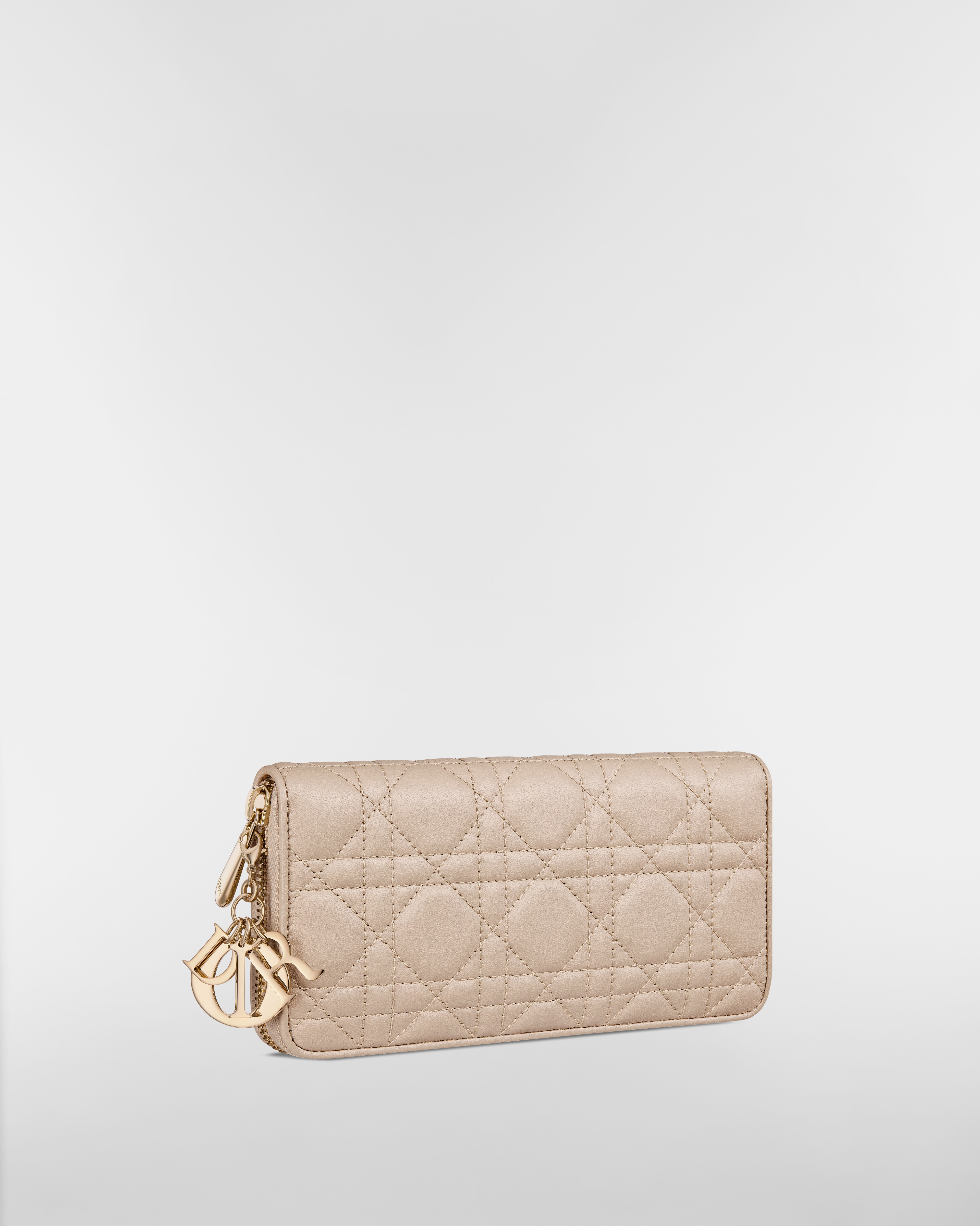 Lady Dior Voyageur Wallet Powder Beige Cannage Lambskin E03