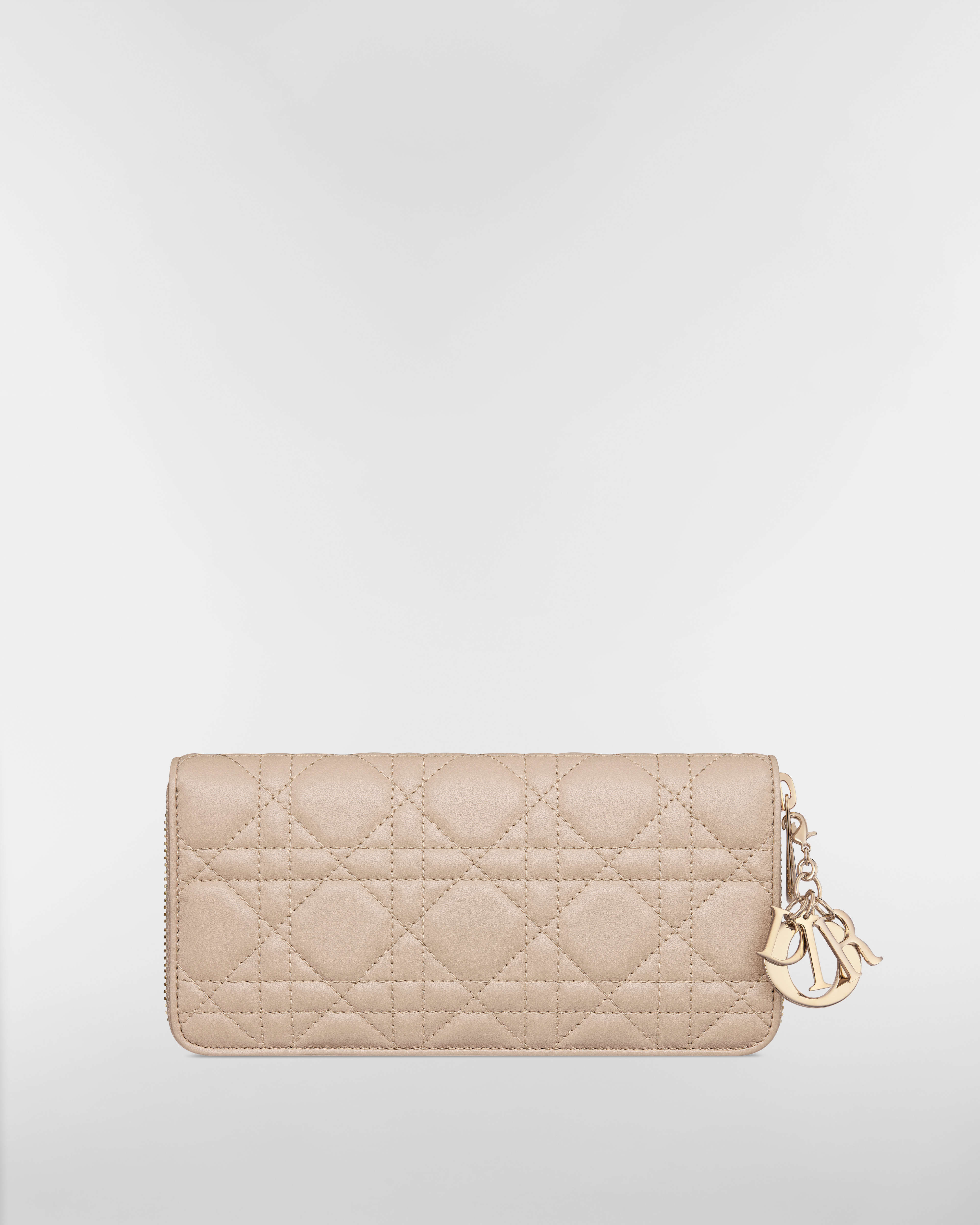 Lady Dior Voyageur Wallet Powder Beige Cannage Lambskin E08