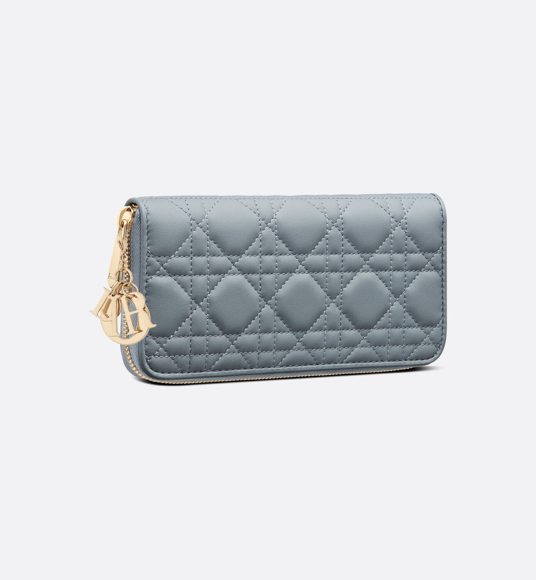 Lady Dior Voyageur Wallet Cloud Blue Cannage Lambskin | DIOR Lady Dior Voyageur Wallet Cloud Blue Cannage Lambskin | DIOR