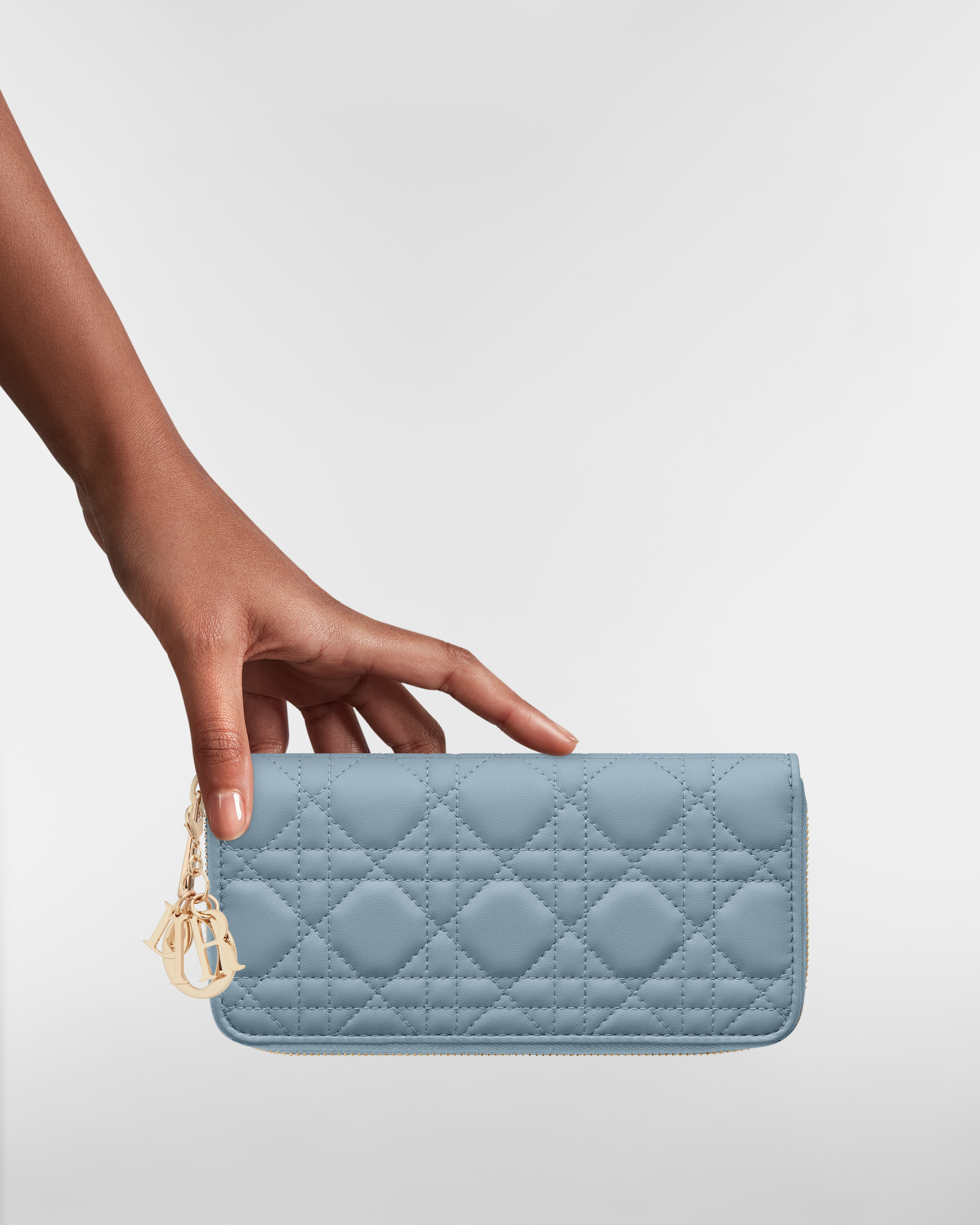 Lady Dior Voyageur 지갑 클라우드 블루 까나쥬 양가죽 E11