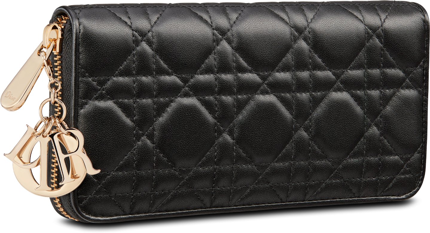 Lady Dior Voyageur Wallet Black Cannage Lambskin DIOR