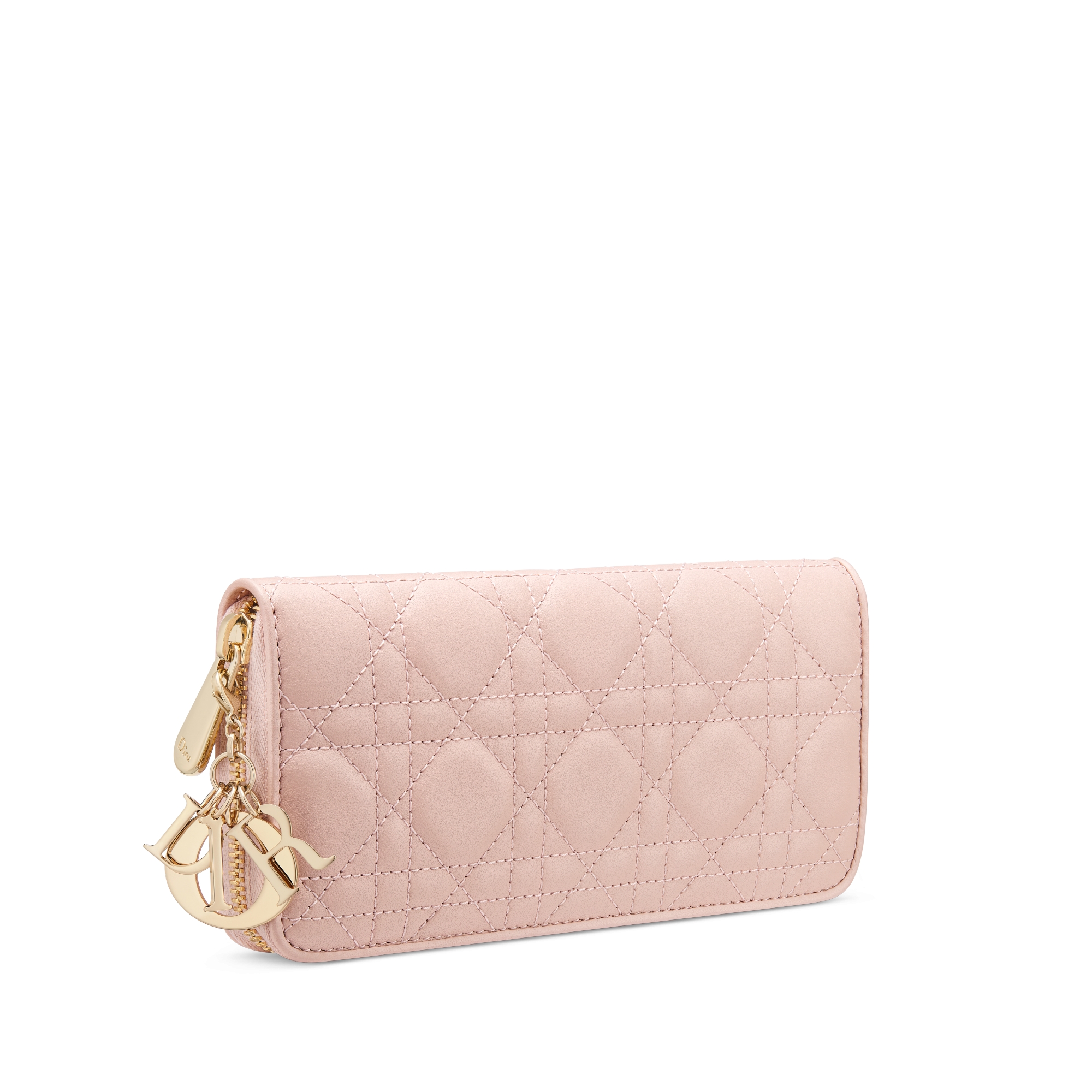 Lady Dior Voyageur Wallet Powder Pink Cannage Lambskin E03