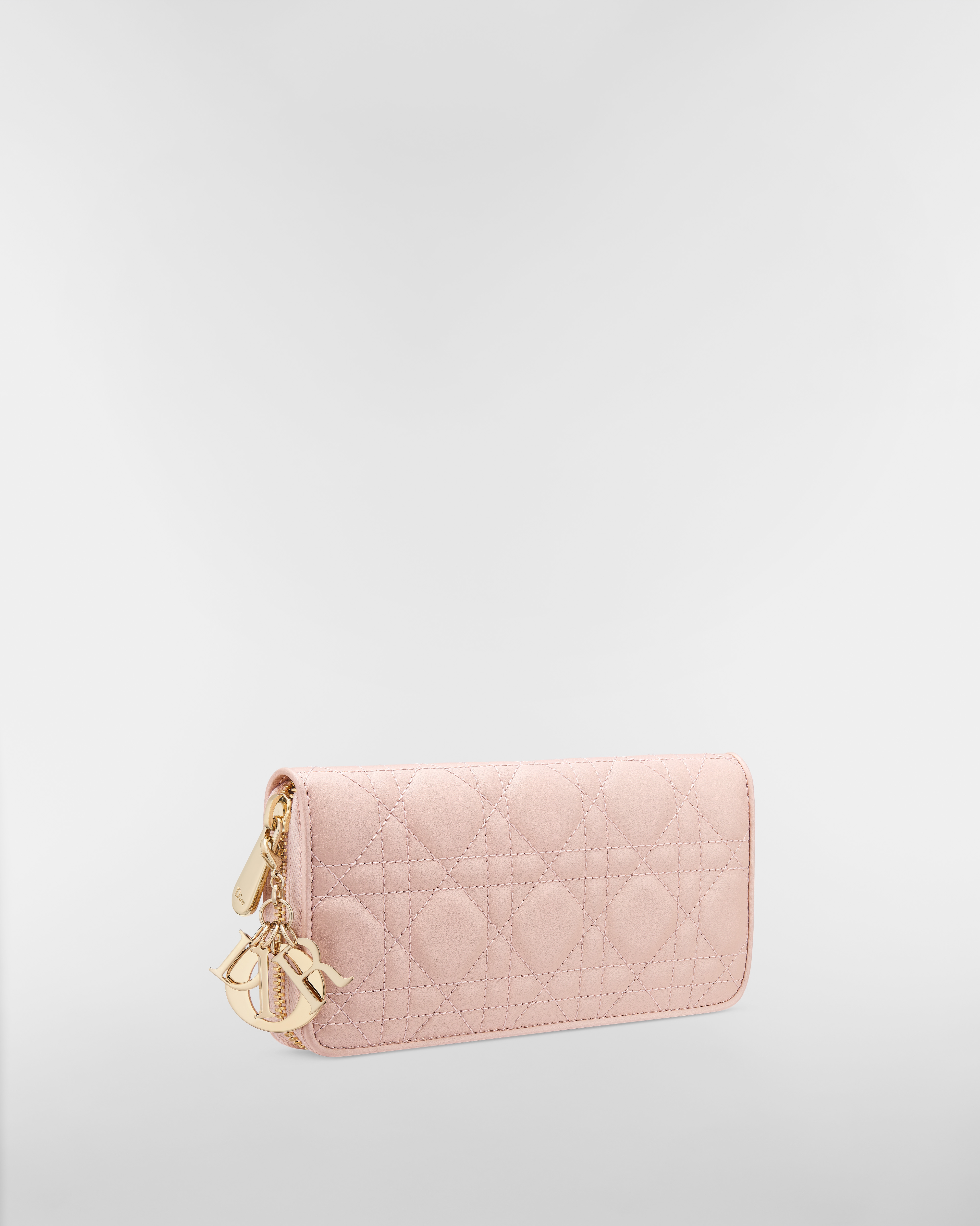 Lady Dior Voyageur 錢包 淡粉色 Cannage 籐格紋羊皮 E03