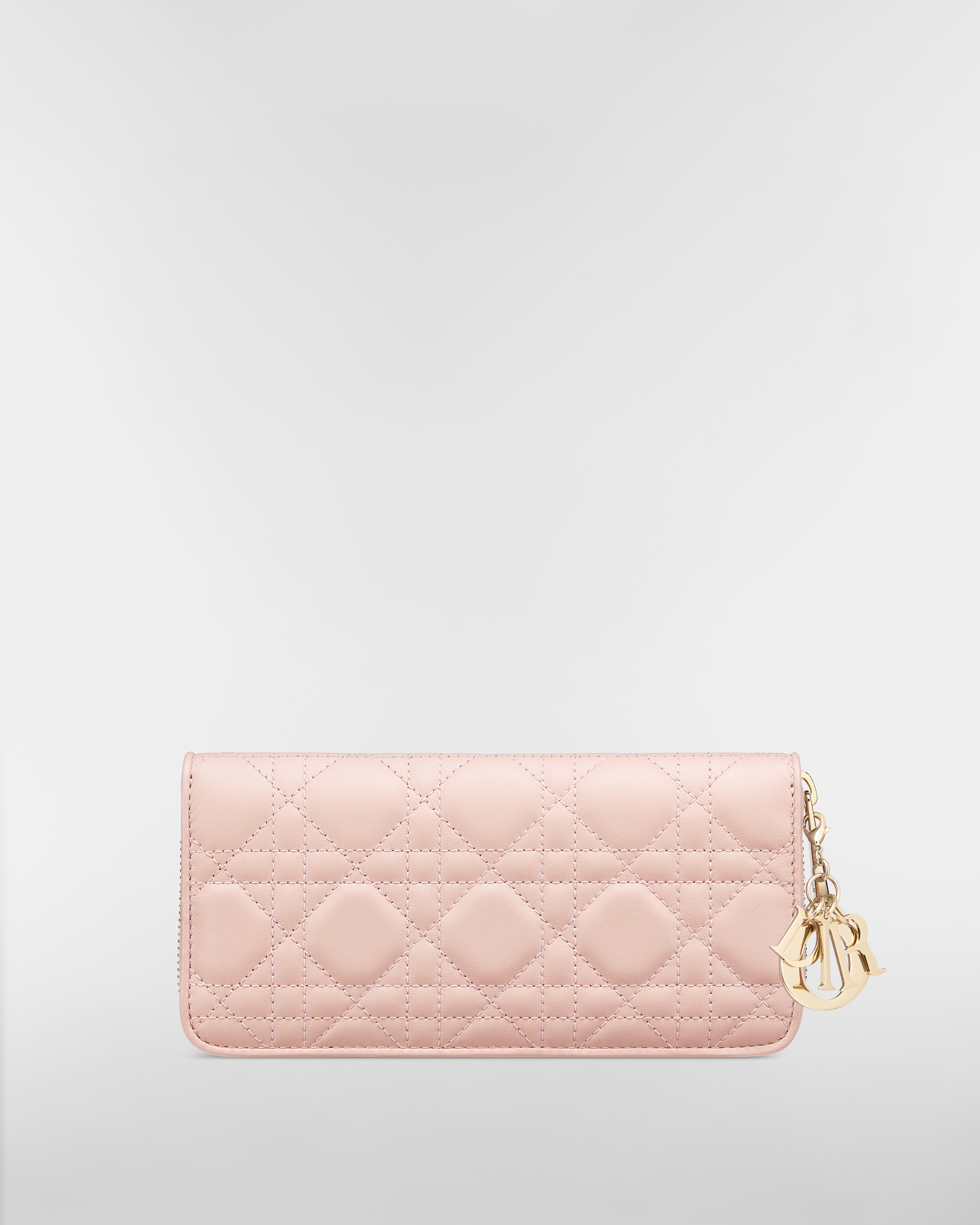 Lady Dior Voyageur 錢包 淡粉色 Cannage 籐格紋羊皮 E08