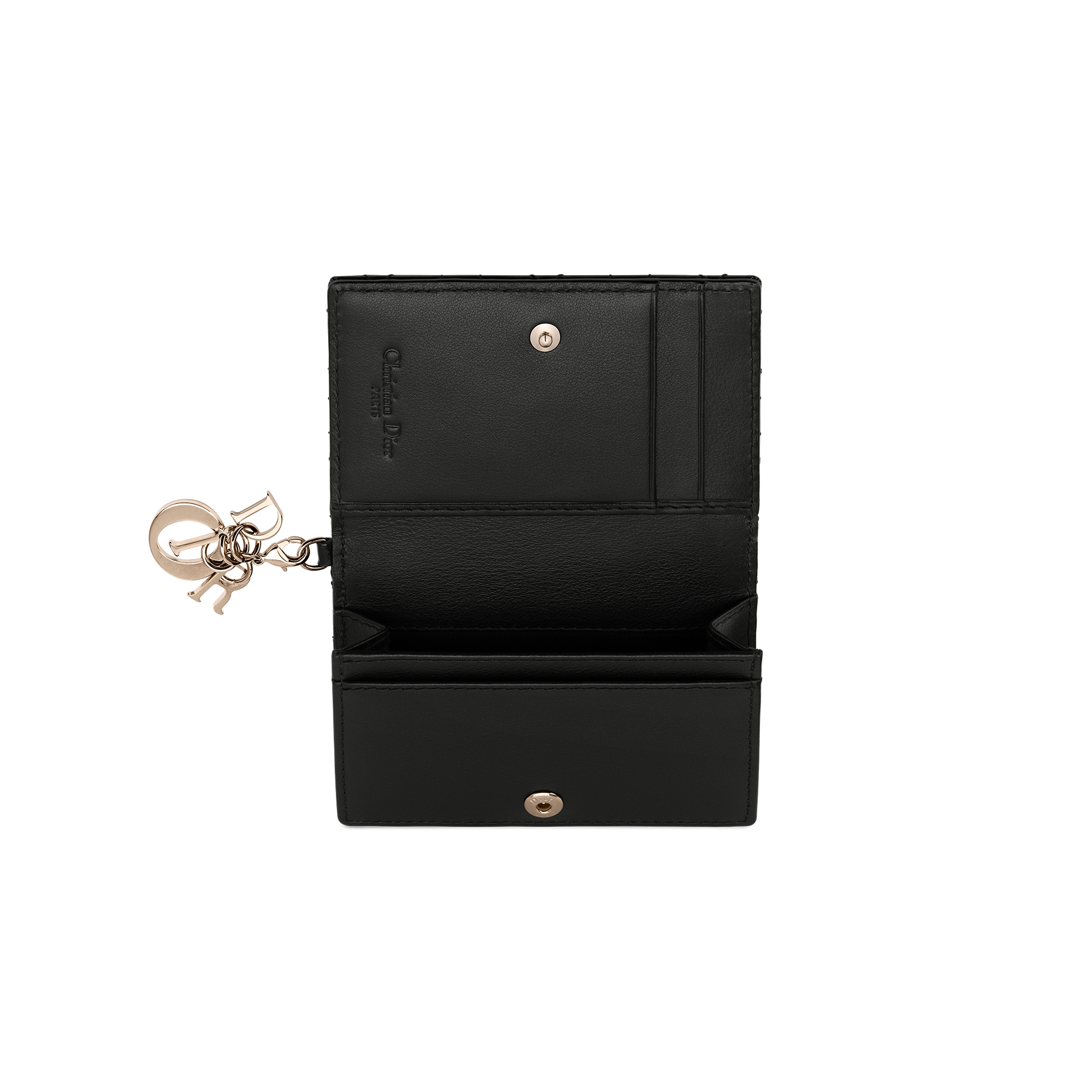 Lady Dior Bloom Card Holder Black Cannage Lambskin E06