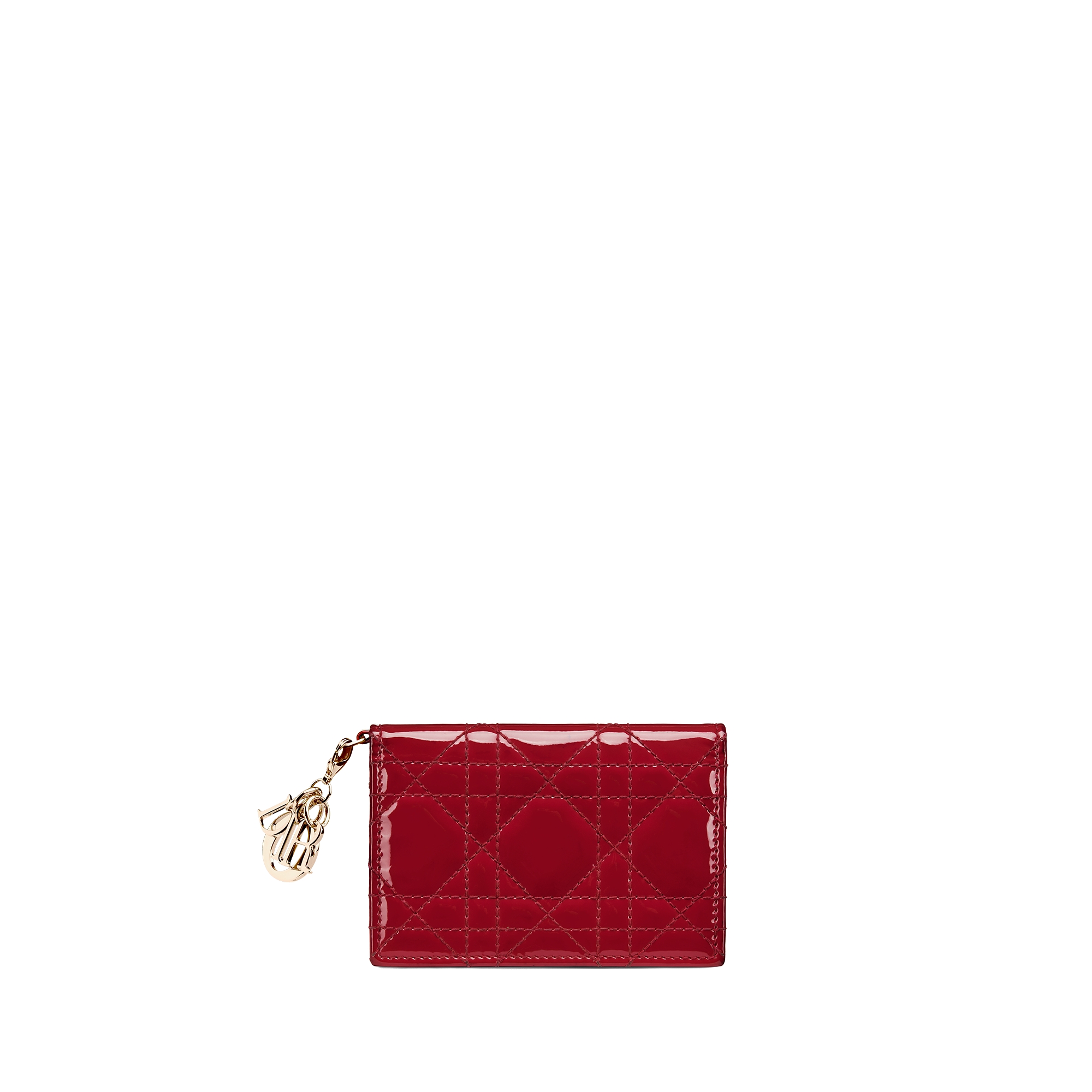 Lady Dior Bloom Card Holder Cherry Red Patent Cannage Calfskin E01