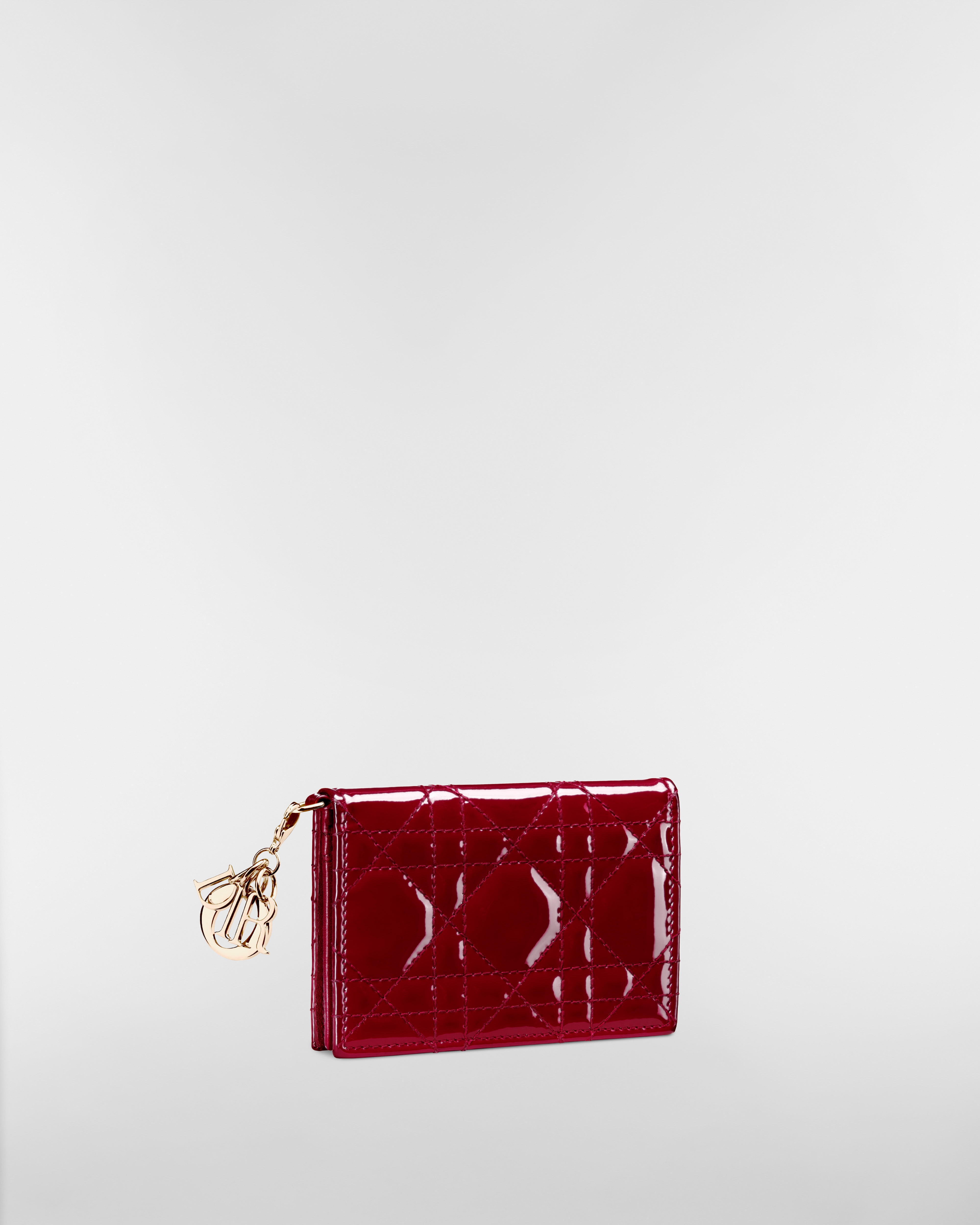 Lady Dior Bloom Card Holder Cherry Red Patent Cannage Calfskin E03