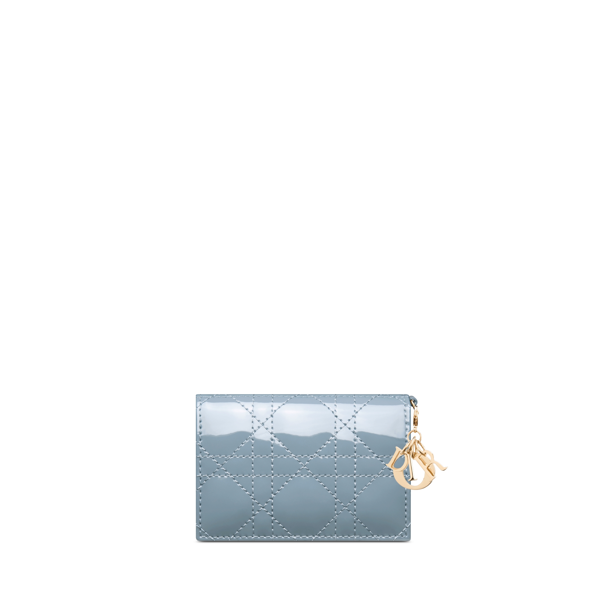 Lady Dior Bloom Card Holder Cloud Blue Patent Cannage Calfskin E08