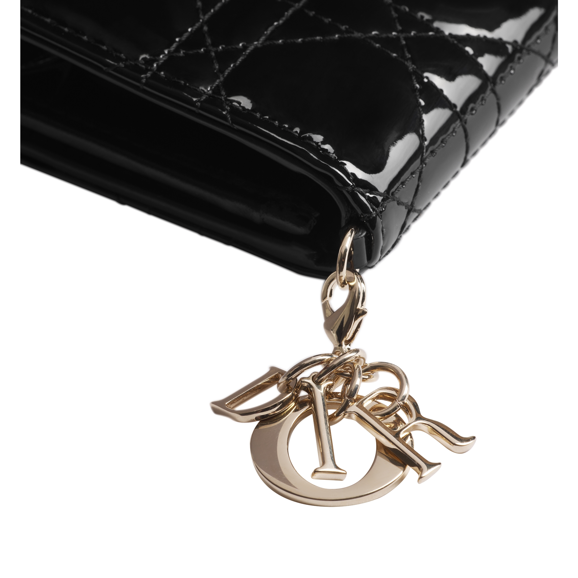 Lady Dior Bloom Card Holder Black Patent Cannage Calfskin E10