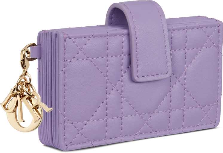 Lady Dior Jasmine Card Holder Lilac Cannage Lambskin DIOR