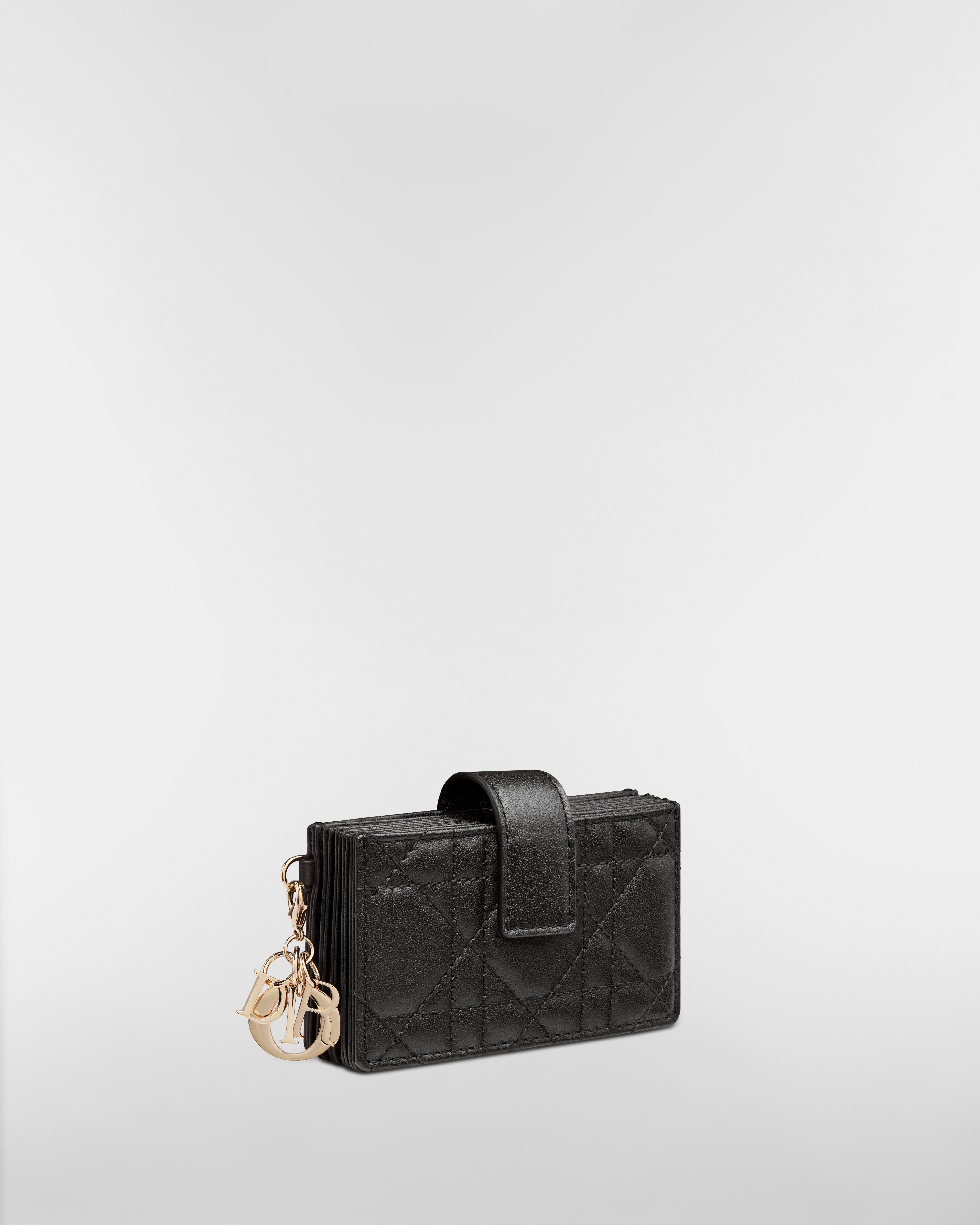 Lady Dior Jasmine Kartenetui Cannage Lammleder in Schwarz E03