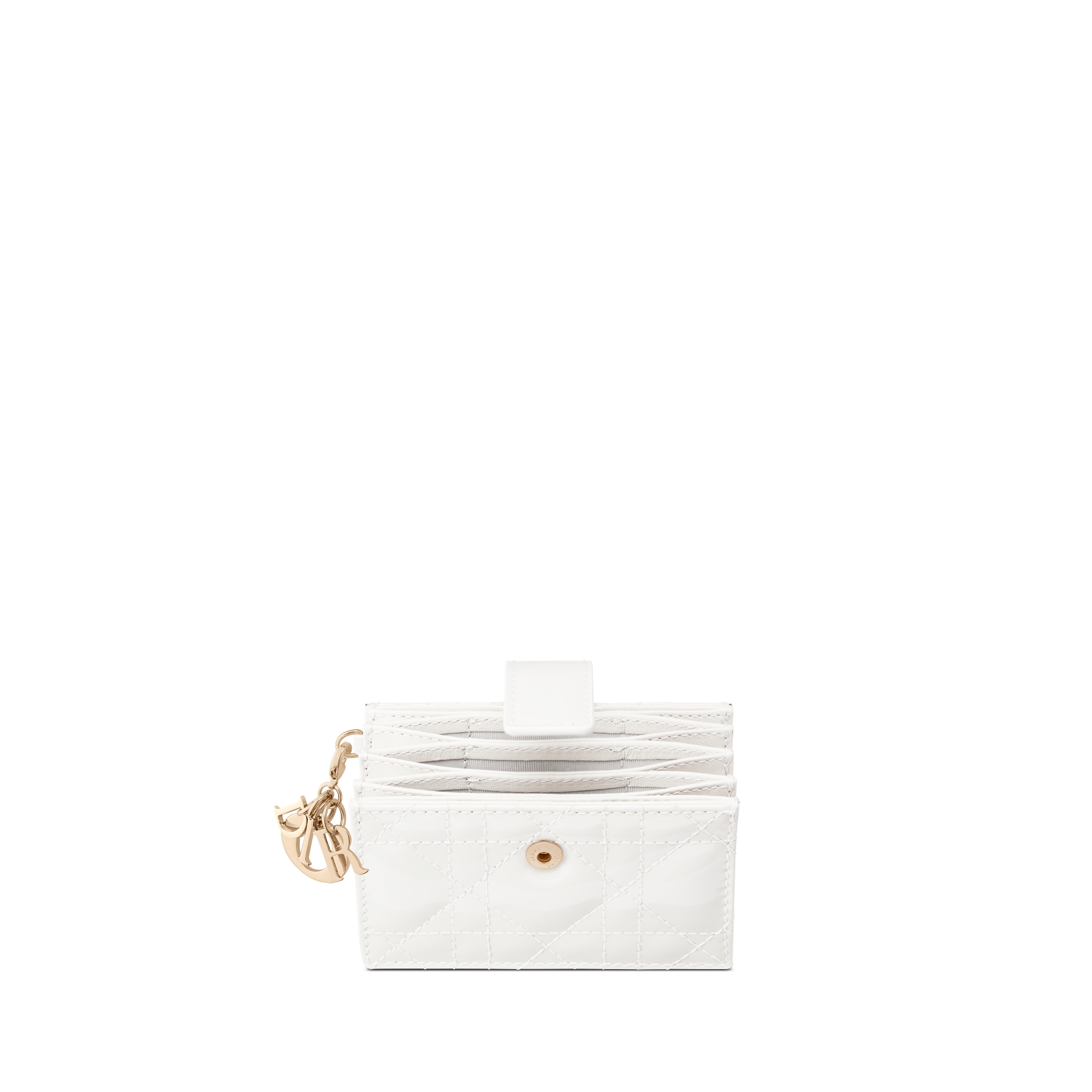 Lady Dior Jasmine Card Holder Latte Patent Cannage Calfskin E06