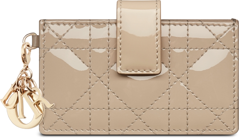 Lady Dior Jasmine Card Holder Sand Colored Patent Cannage Calfskin DIOR