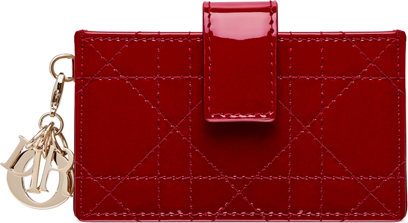 Lady Dior Jasmine Card Holder Cherry Red Patent Cannage Calfskin DIOR