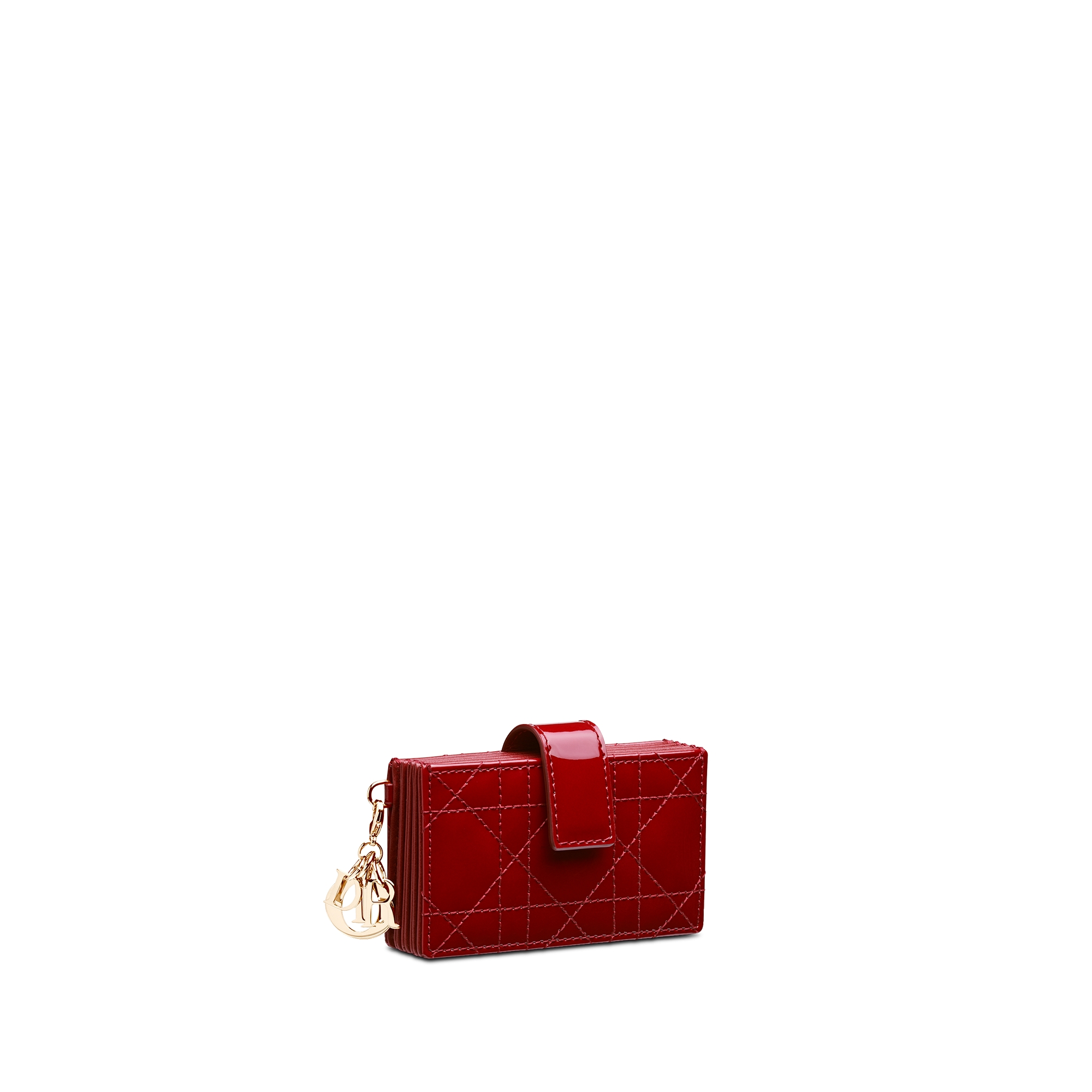 Lady Dior Jasmine Card Holder Cherry Red Patent Cannage Calfskin E03