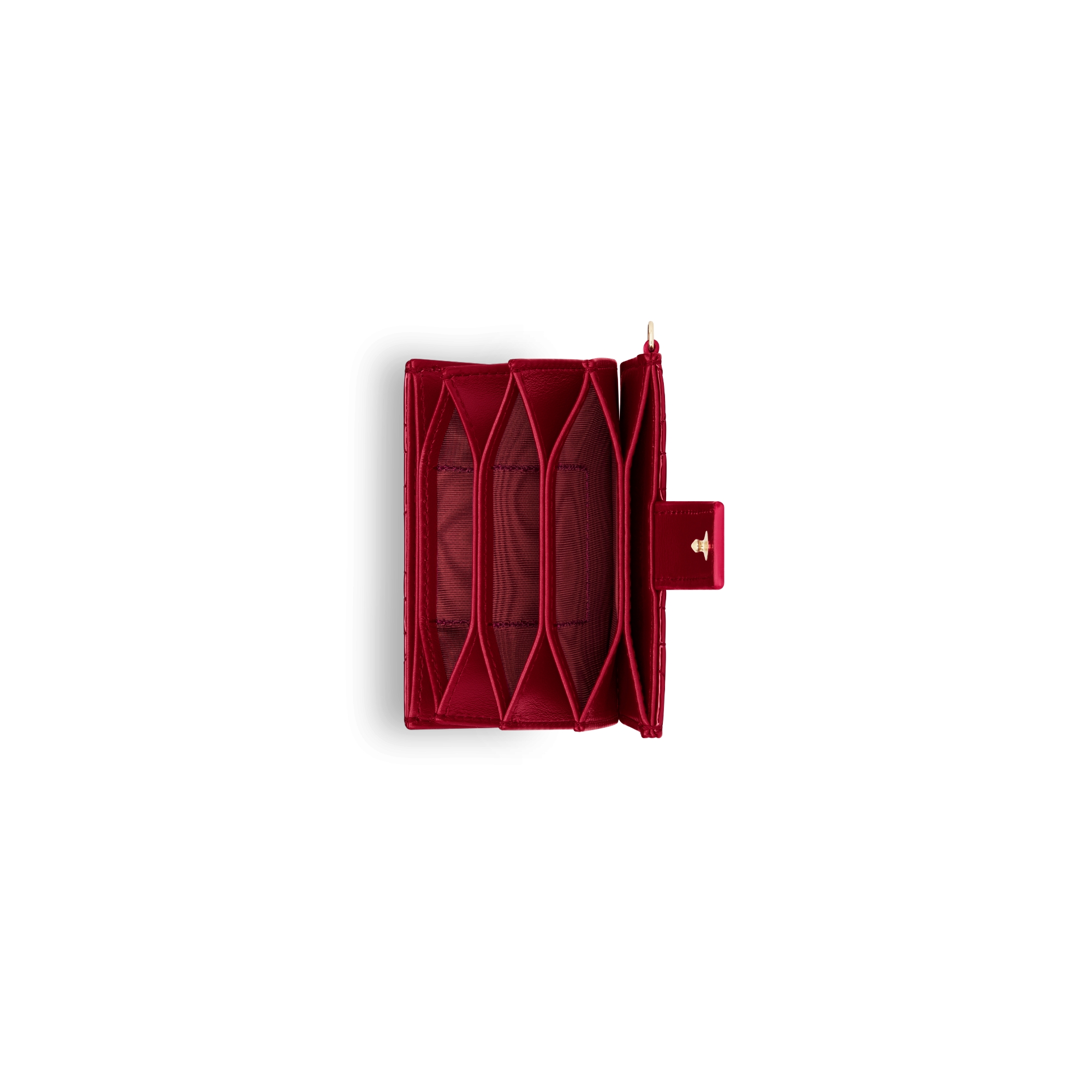 Lady Dior Jasmine Card Holder Cherry Red Patent Cannage Calfskin E06