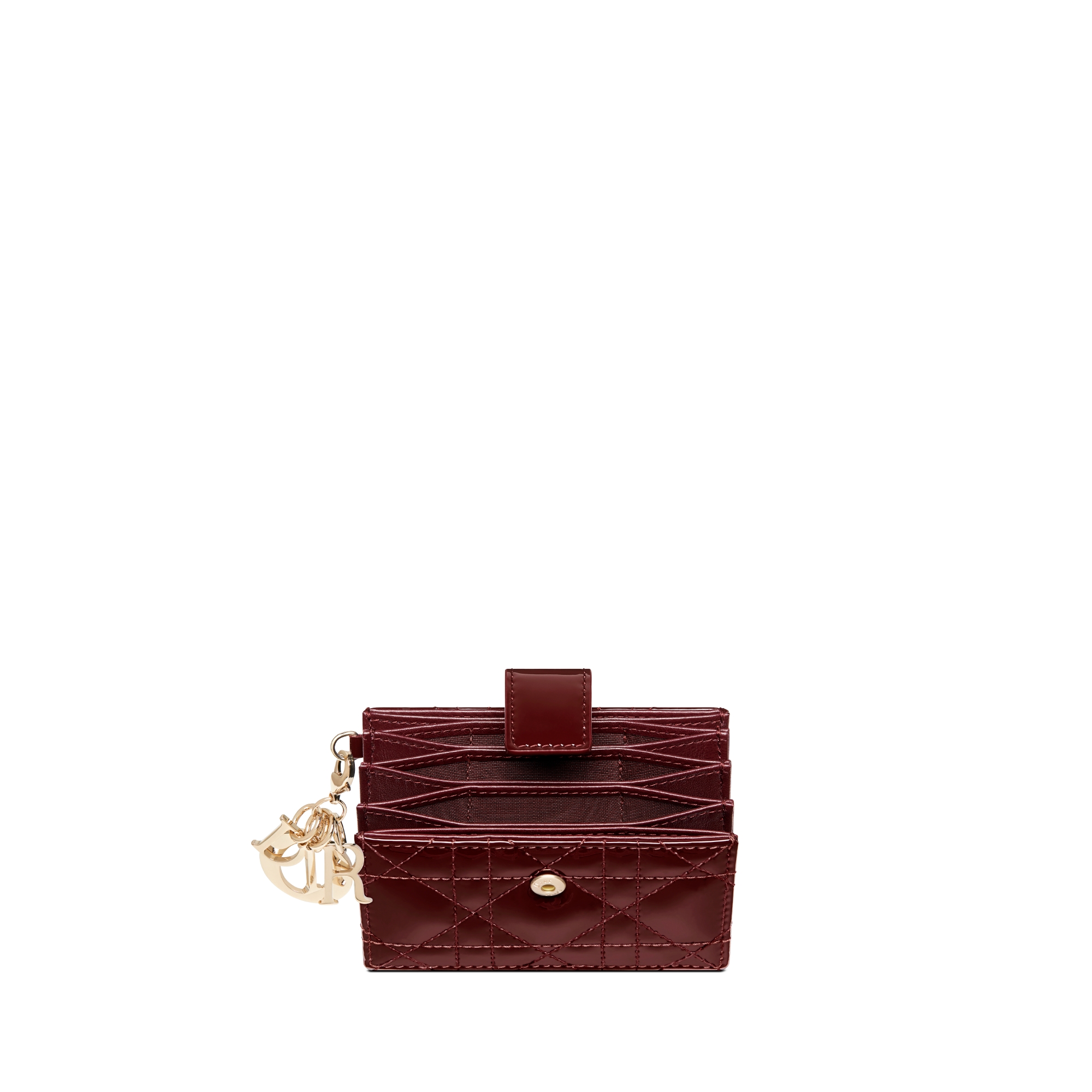 Lady Dior Jasmine Card Holder Plum Patent Cannage Calfskin E06