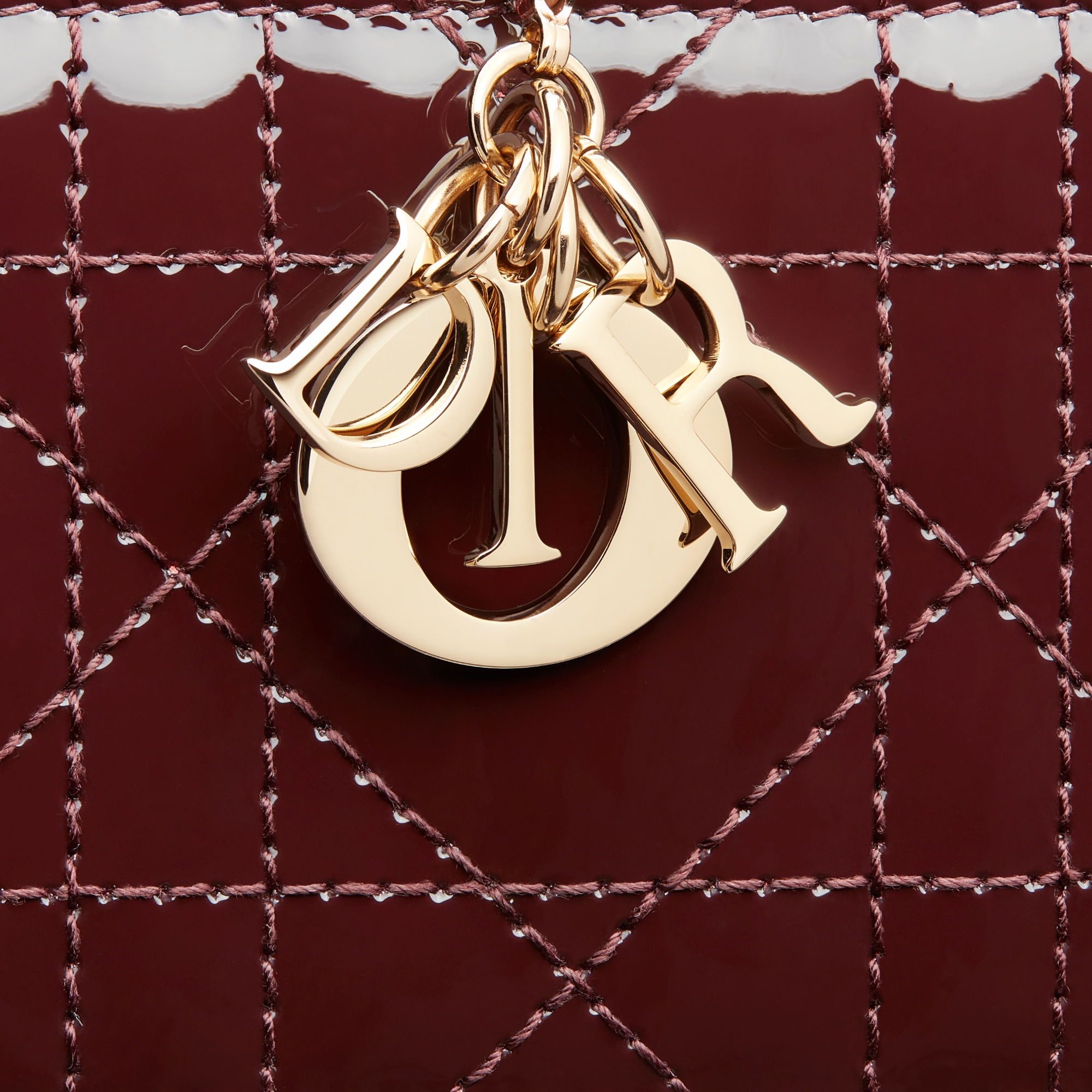 Lady Dior Jasmine Card Holder Plum Patent Cannage Calfskin E09