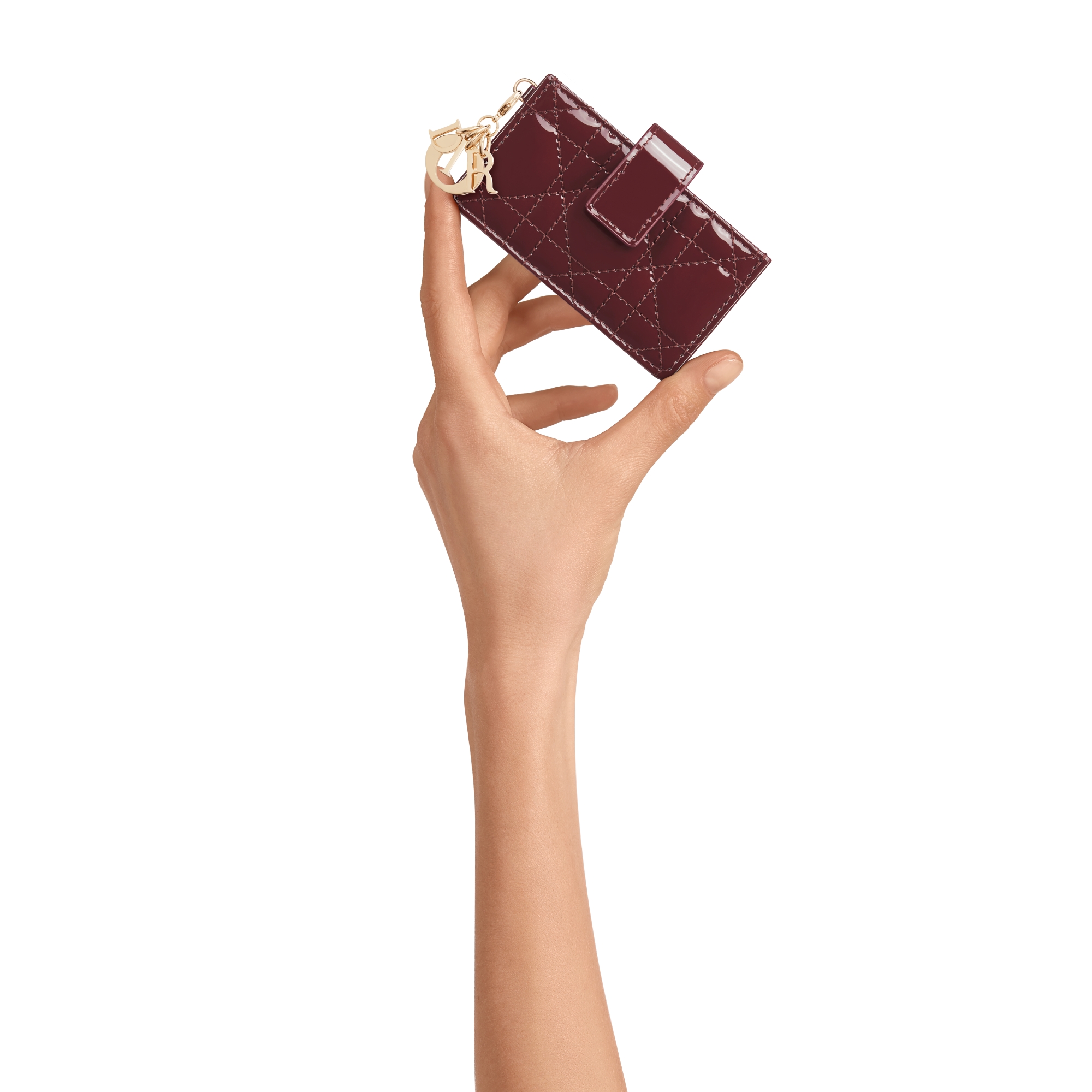 Lady Dior Jasmine Card Holder Dahlia Red Patent Cannage