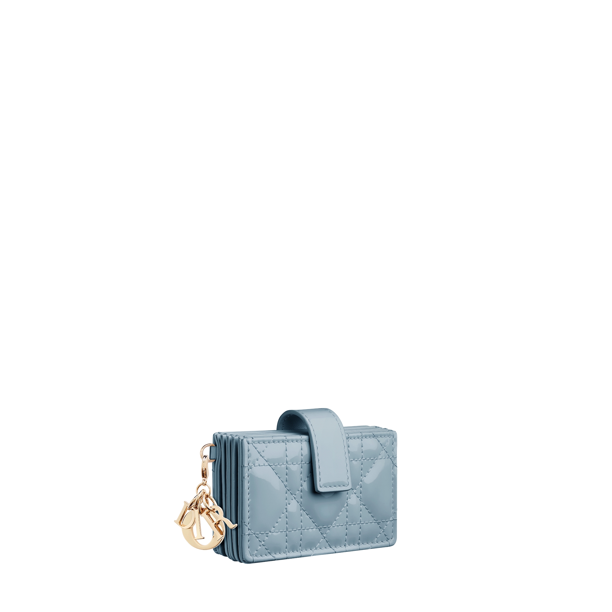 Lady Dior Jasmine Card Holder Sky Blue Patent Cannage Calfskin E03