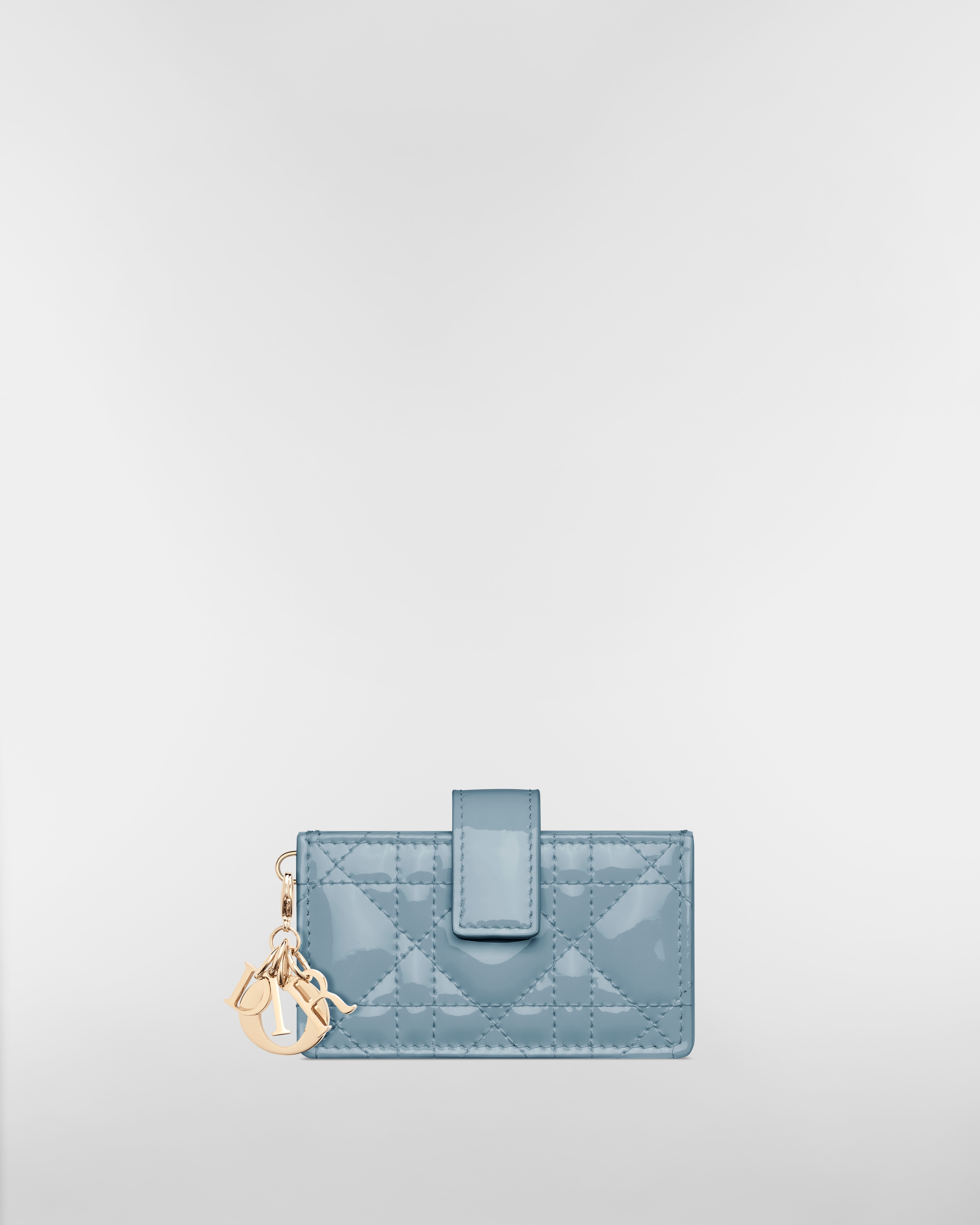 Lady Dior Jasmine Kartenetui Cannage Kalbslackleder in Himmelblau E01