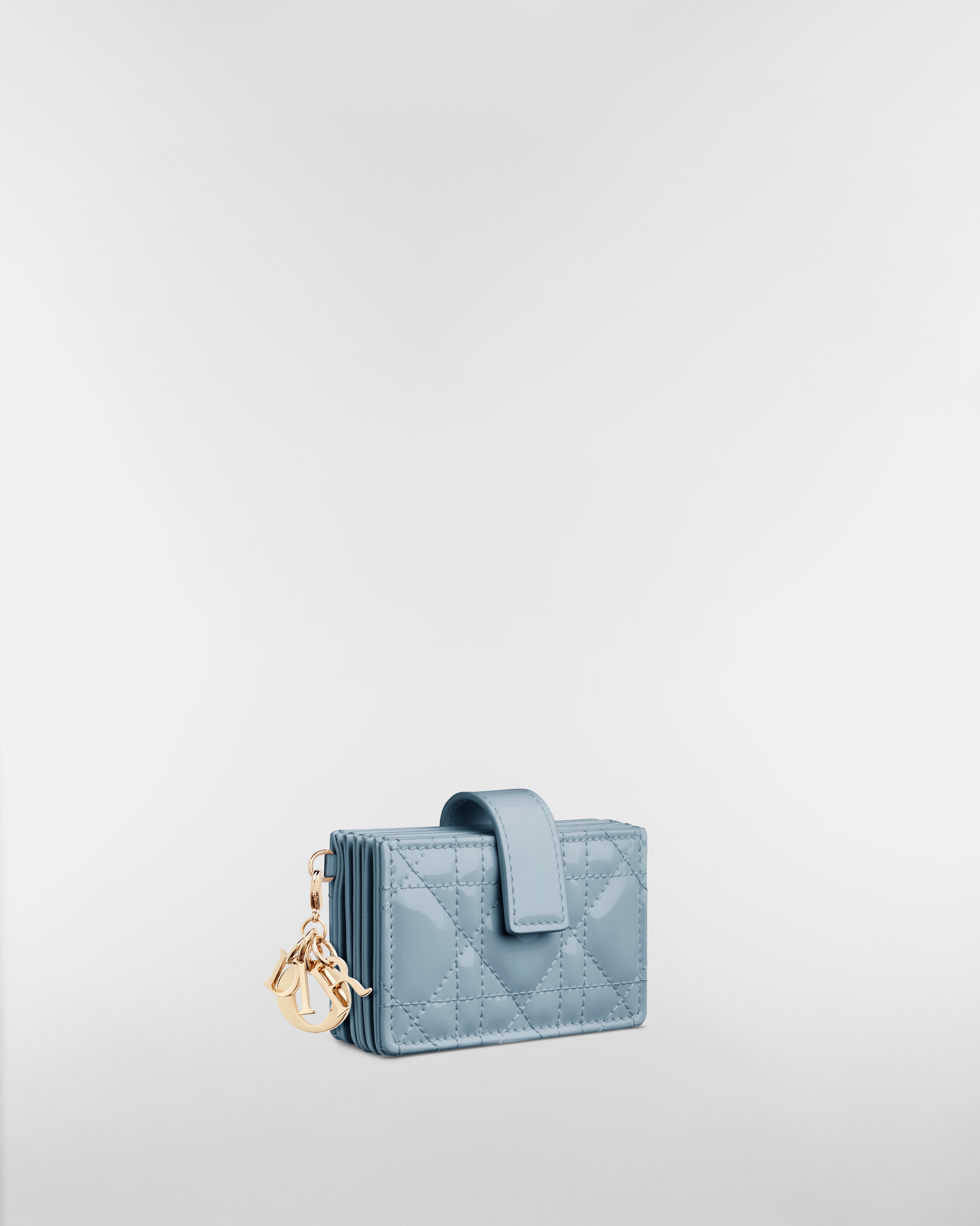 Lady Dior Jasmine Card Holder Sky Blue Patent Cannage Calfskin E03