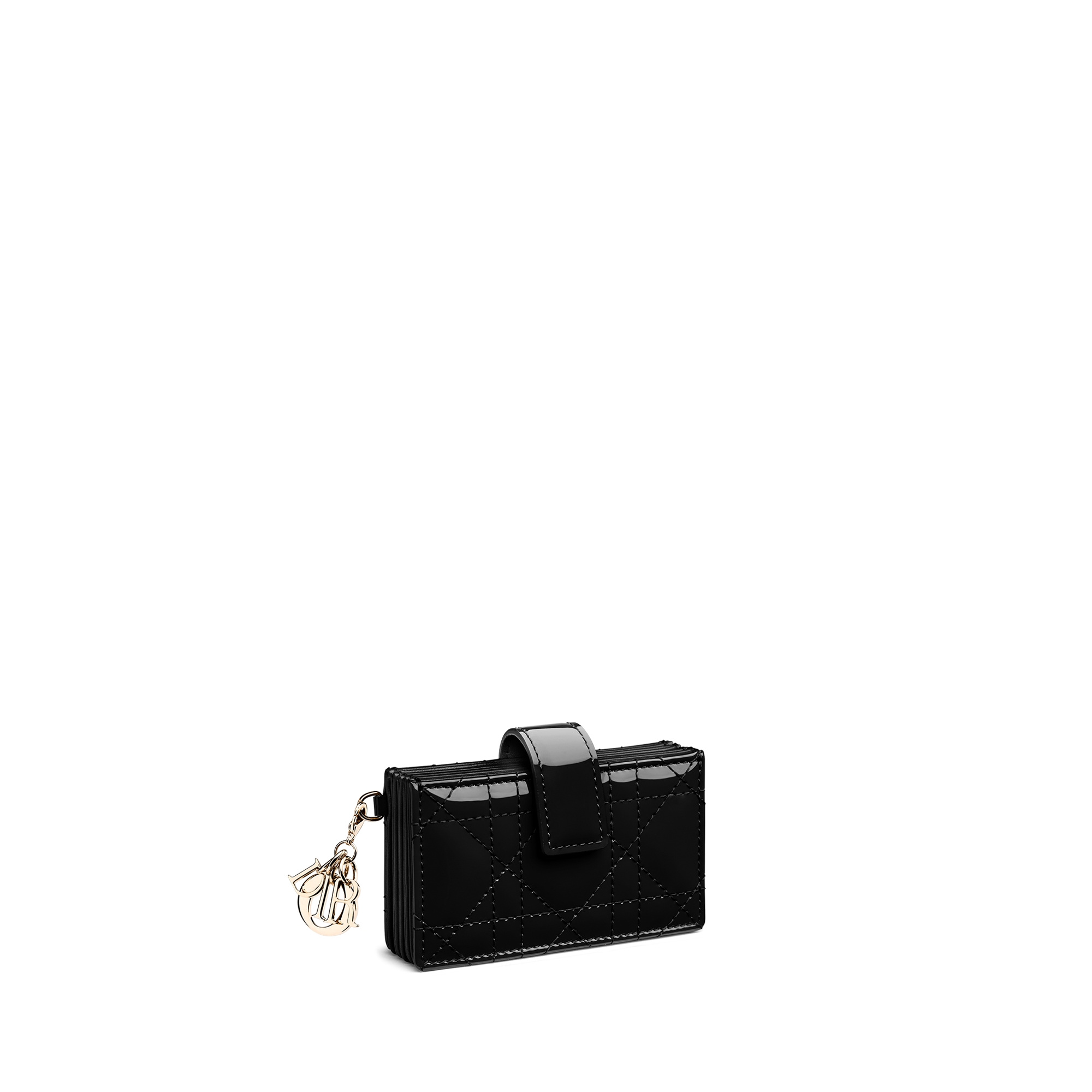 Lady Dior Jasmine Card Holder Black Patent Cannage Calfskin E03