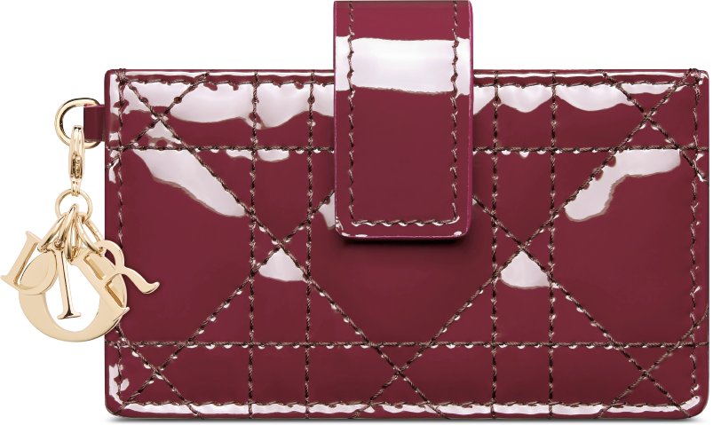 Lady Dior Jasmine Card Holder Cherry Red Patent Cannage Calfskin DIOR