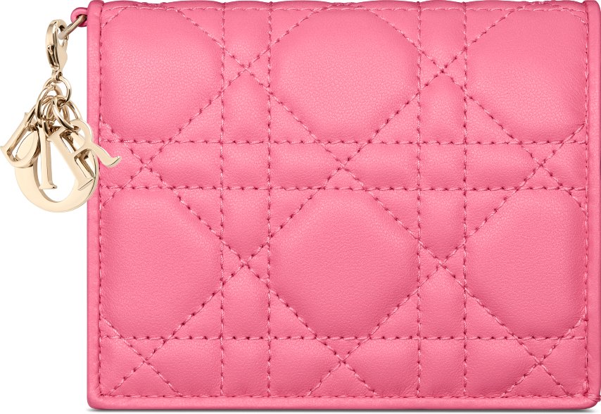 Portafoglio mini Gardenia Lady Dior Pelle di agnello Cannage color sabbia DIOR