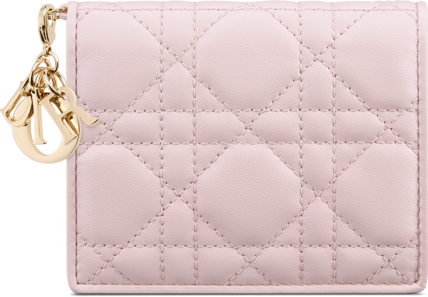 Mini Lady Dior Gardenia Wallet Hydrangea Pink Cannage Lambskin DIOR