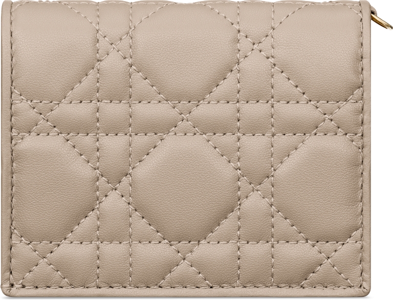 Mini Lady Dior Gardenia Wallet Sand-Colored Cannage Lambskin 